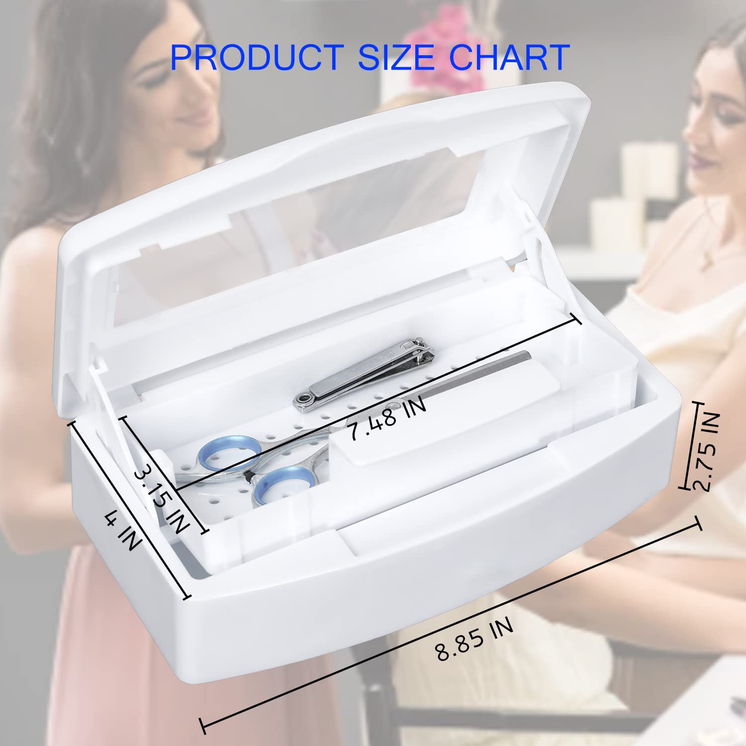 Sterilizing Tray for Salon & Spa - Thickened Plastic Barbicide Sterilization Box with Clear Lid, Storage Organizer for Nail Tools, Tweezers, Manicure Equipment | Perfect for Hair Salons, Nail Shops & Beauty Spas