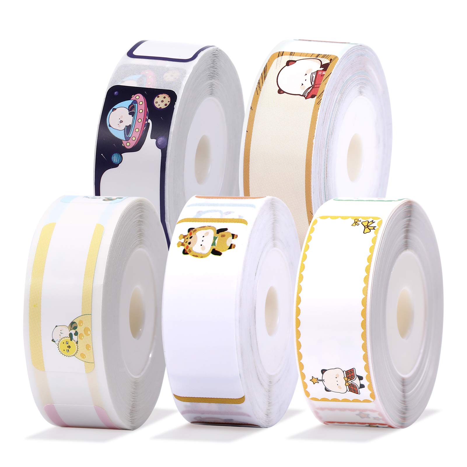 Aibesy 5 Rolls Thermal Label Paper - Waterproof, Tear-Resistant Name/Price/Size/Barcode Stickers for D11 Label Printer - Perfect for Home Office, Supermarket, Store & Catering Organization