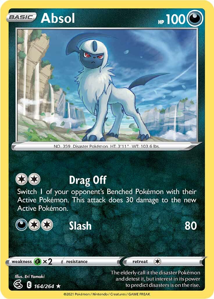 Absol (164/264) Pokemon TCG Sword & Shield: Fusion Strike Holo Rare Card - Collectible Trading Card for Battles & Gaming