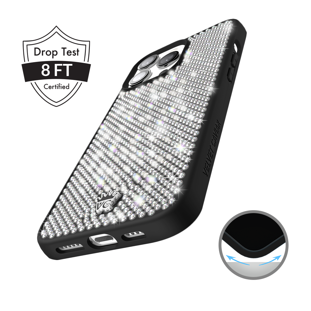 Luxury Black Caviar Crystals iPhone Case - Elegant Protective Cover for iPhone 14/13/12/11 Pro Max | Perfect Gift for Women & Fashion Accessory | Ideal for Parties, Weddings & Special Occasions