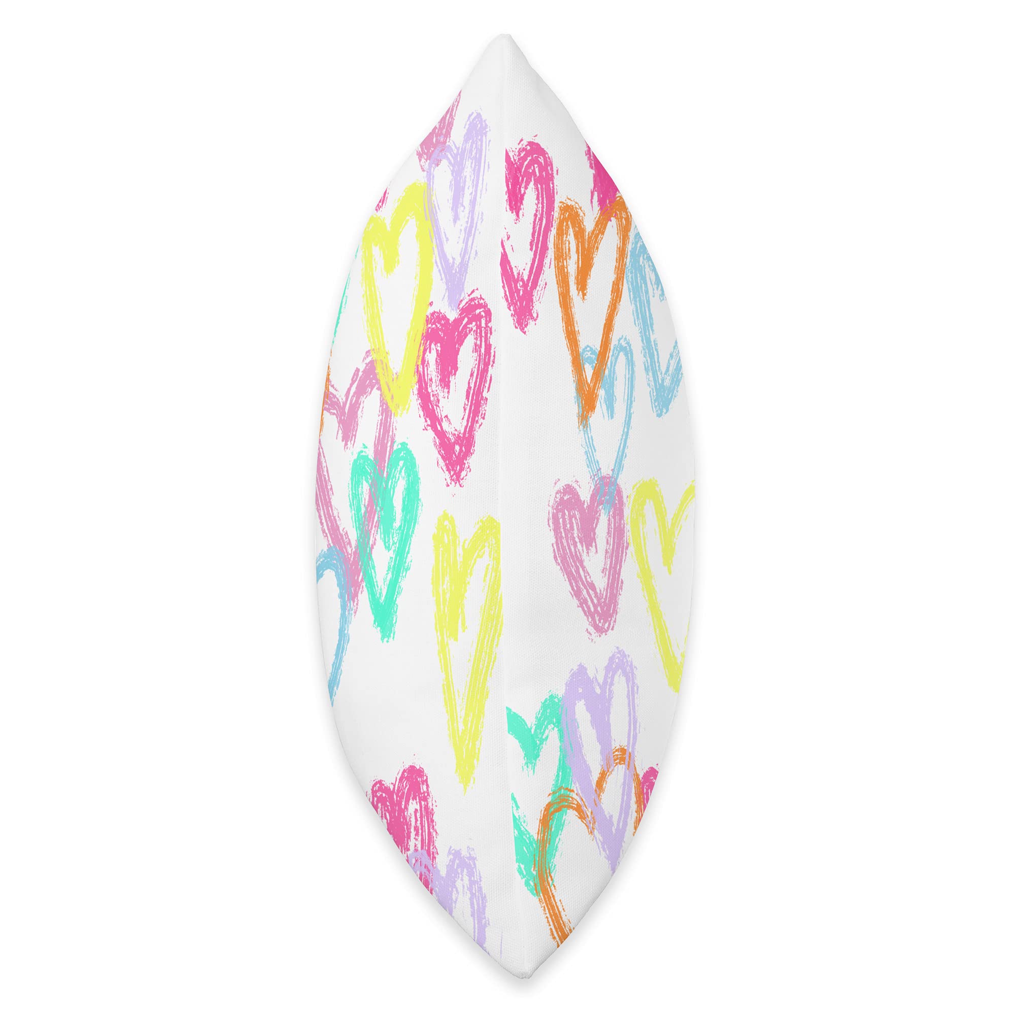 Preppy Art Hearts & Rainbow Throw Pillow - Valentine's Day Decor for Sofa, Bedroom & Dorm Room - Cute Home Accent Gift for Girls & Couples