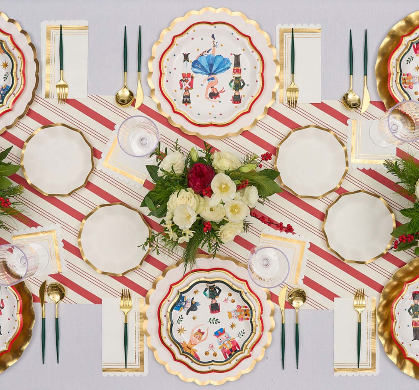 Whimsical Nutcracker Table Setting - Festive Holiday Dinnerware Set for Christmas & Winter Celebrations - Perfect for Holiday Parties, Family Gatherings & Seasonal Decor