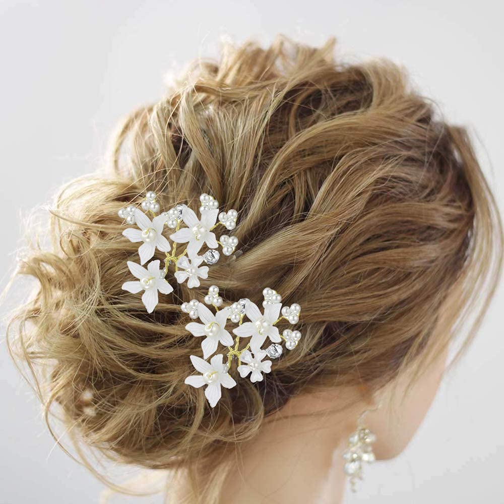 HOC® Pearl Rhinestone Hair Clips for Women - Elegant Hair Barrettes & Hairpins for Wedding, Anniversary, Prom - 3 Pack Silver Hair Accessories for Girls & Women - Perfect for Bridal, Party, and Special Occasions