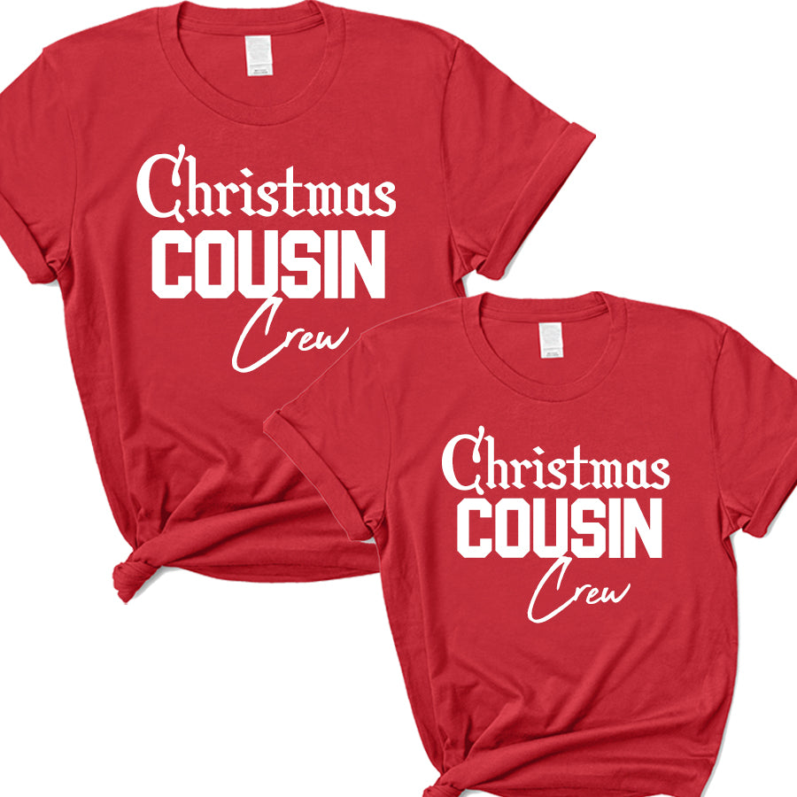Christmas Cousin Crew T-Shirts - Funny Matching Family Holiday Tees for Christmas Parties & Festive Gatherings