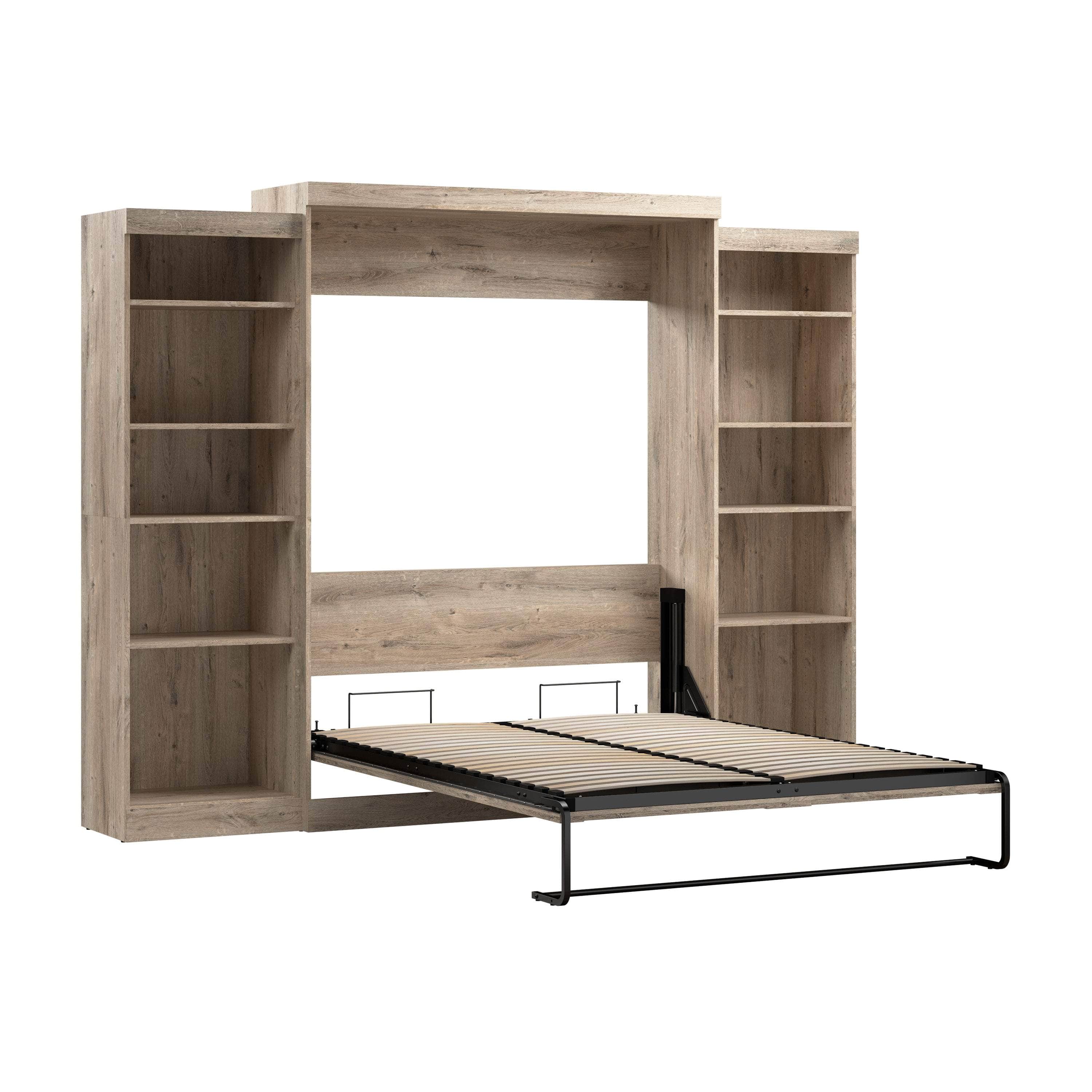 Pur Queen Murphy Wall Bed with 2 Storage Units (115W) - 7 Color Options | Space-Saving Foldable Bed for Small Apartments, Guest Rooms & Home Offices