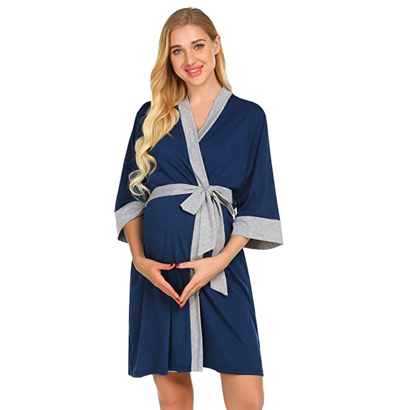 **Maternity Nursing Robe - Soft Breastfeeding Gown for Delivery & Postpartum, Comfortable Maternity Nightgown Dress for Hospital, Home & Beach Wear**    *(Perfect for breastfeeding, postpartum recovery, hospital stays, and relaxing at home or beach vacations)*