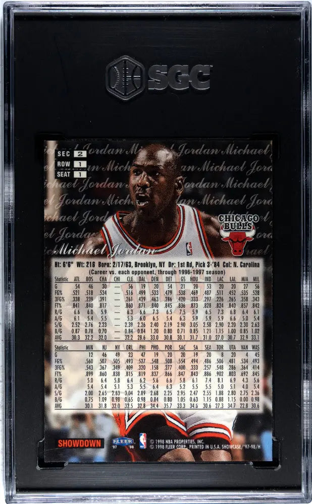 1997-98 Flair Showcase Row 1 Michael Jordan #1 Basketball Card - SGC 9 Mint Condition - Perfect for Collectors & Sports Memorabilia Displays