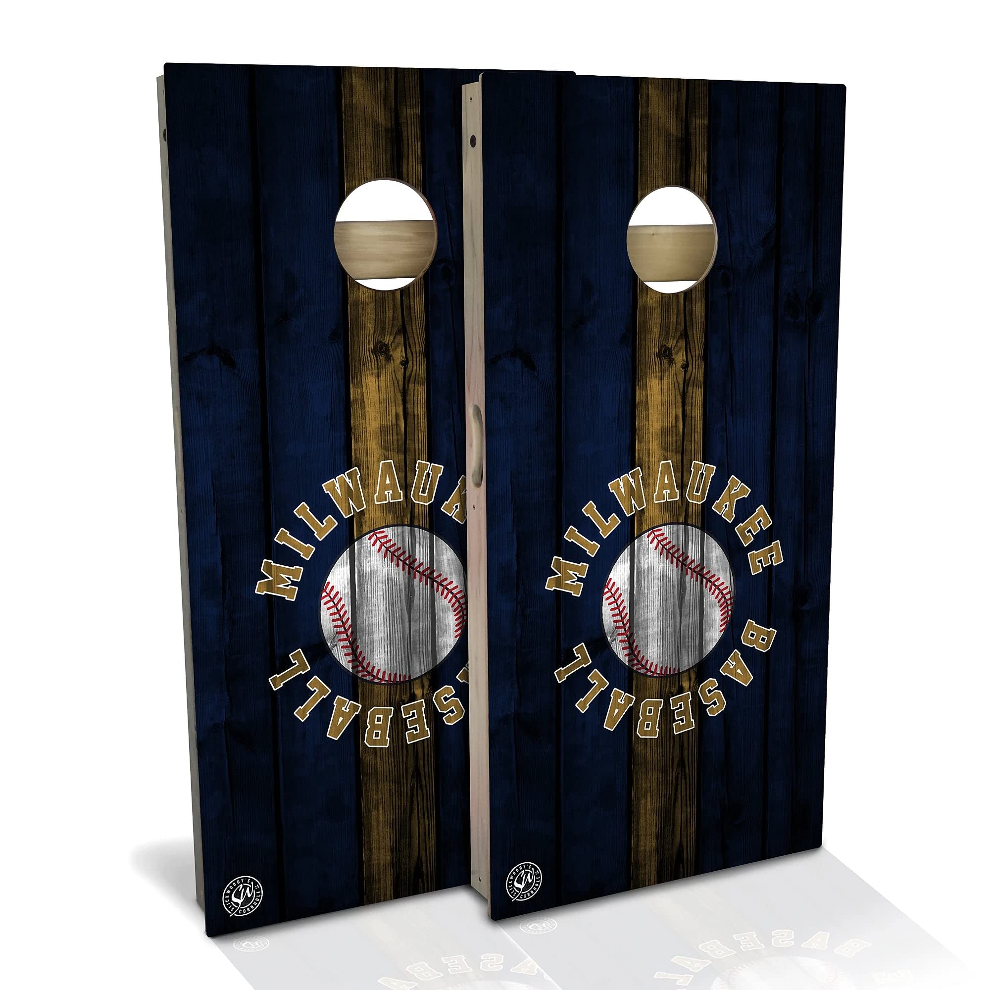 Milwaukee City Themed Cornhole Game Set - Premium Wooden Boards & 8 Bean Bags - Multiple Sizes & Accessories Included - Perfect for Backyard Parties, Tailgating & Outdoor Events