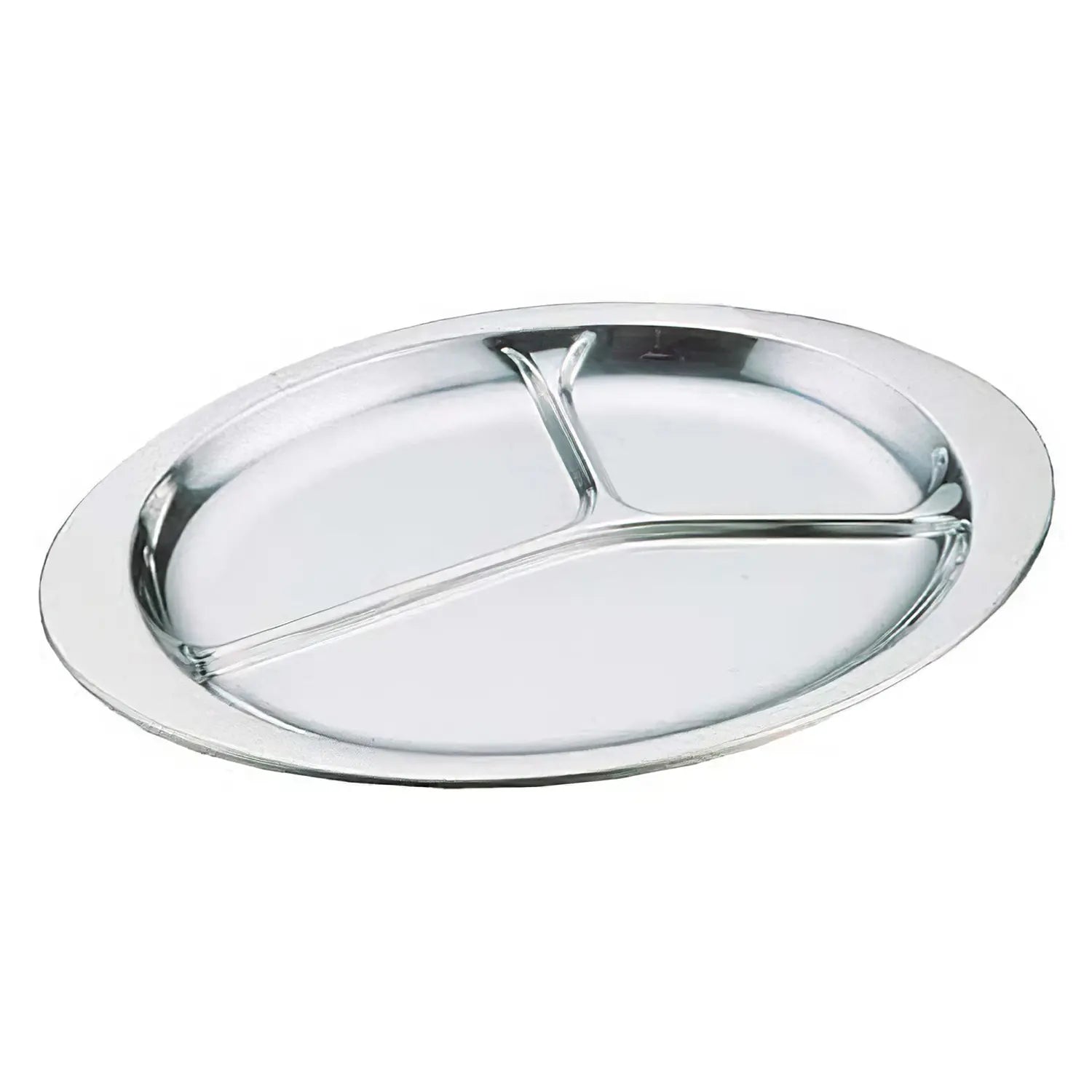 Eco-Friendly Stainless Steel 3-Compartment Oval Lunch Plate - Durable & Non-Toxic for Kids, Adults | Perfect for School, Office, Picnics & Camping