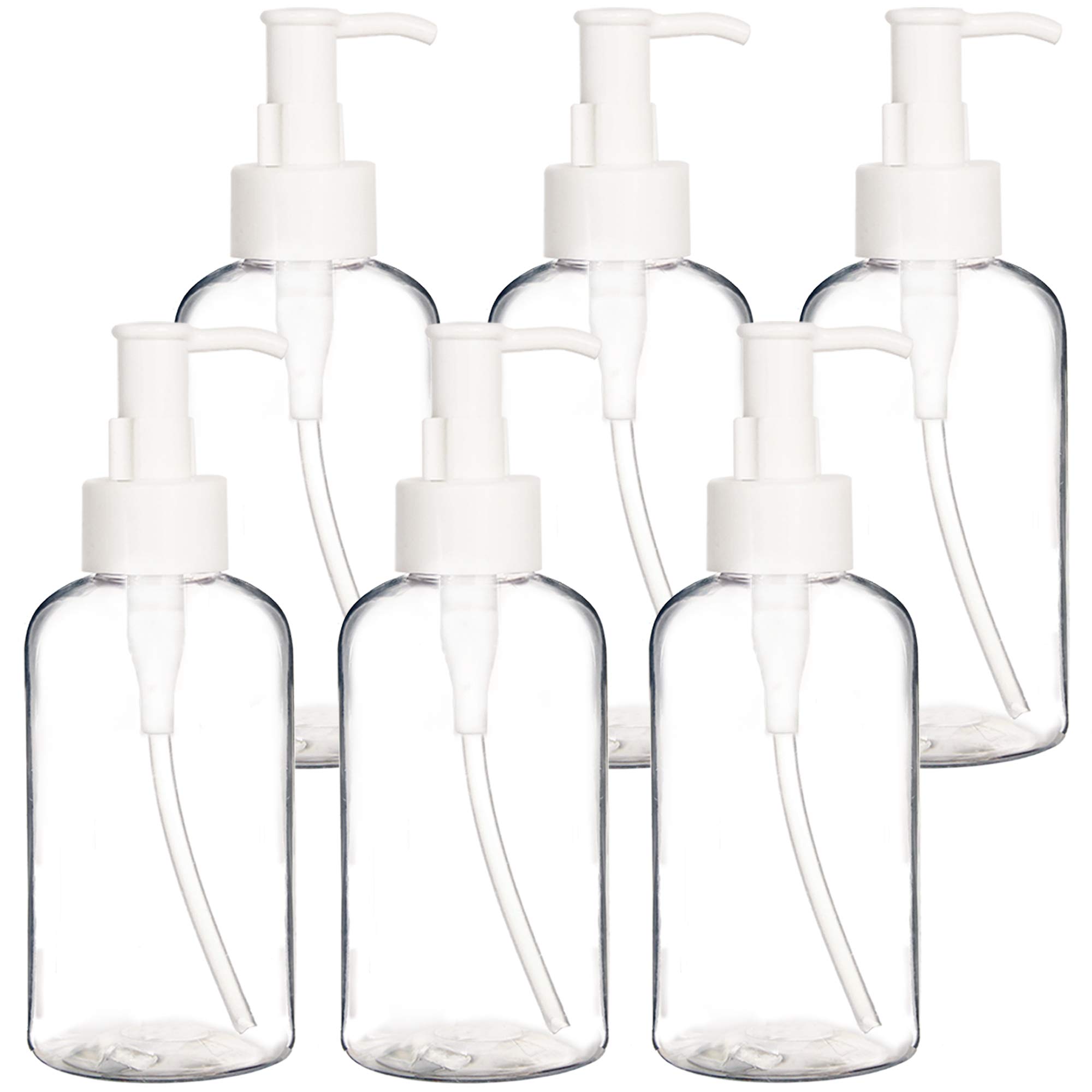 Youngever 6 Pack 8oz Clear Plastic Pump Bottles with Travel Lock - Refillable Cosmetic & Travel Containers for Lotion, Shampoo, Essential Oils - Perfect for Home, Gym & Travel Accessories