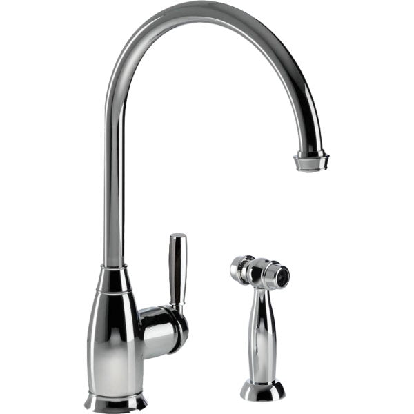 Hamat EXSH 4000 PC Traditional Brass Single Lever Kitchen Faucet with Side Sprayer, Polished Chrome Finish - Perfect for Modern Farmhouse & Commercial Sinks