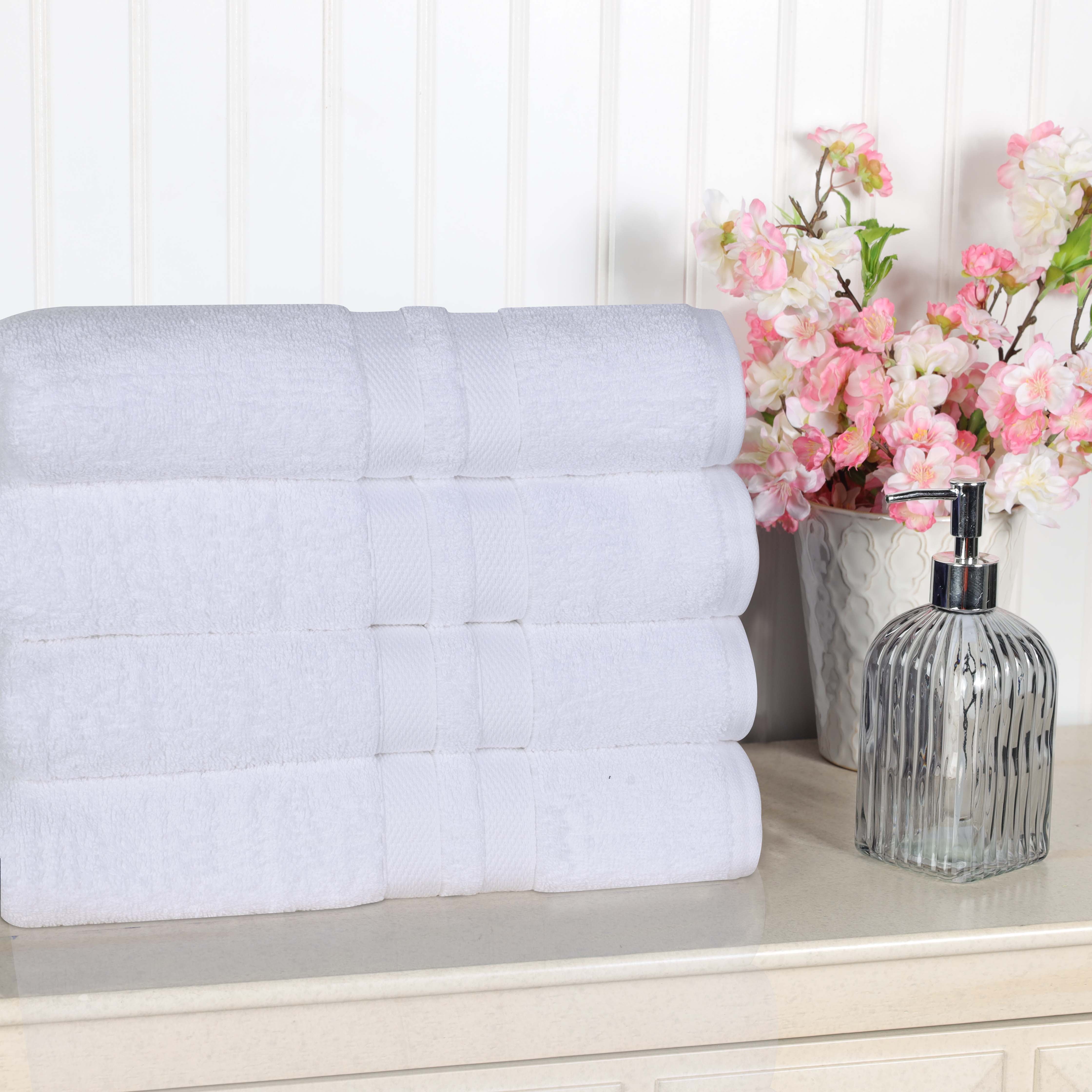 Premium Ultra Soft 100% Cotton Bath Towels Set of 4 - Highly Absorbent, Quick-Drying, Solid Color Bath & Beach Towels for Spa, Gym, Pool, and Home Use