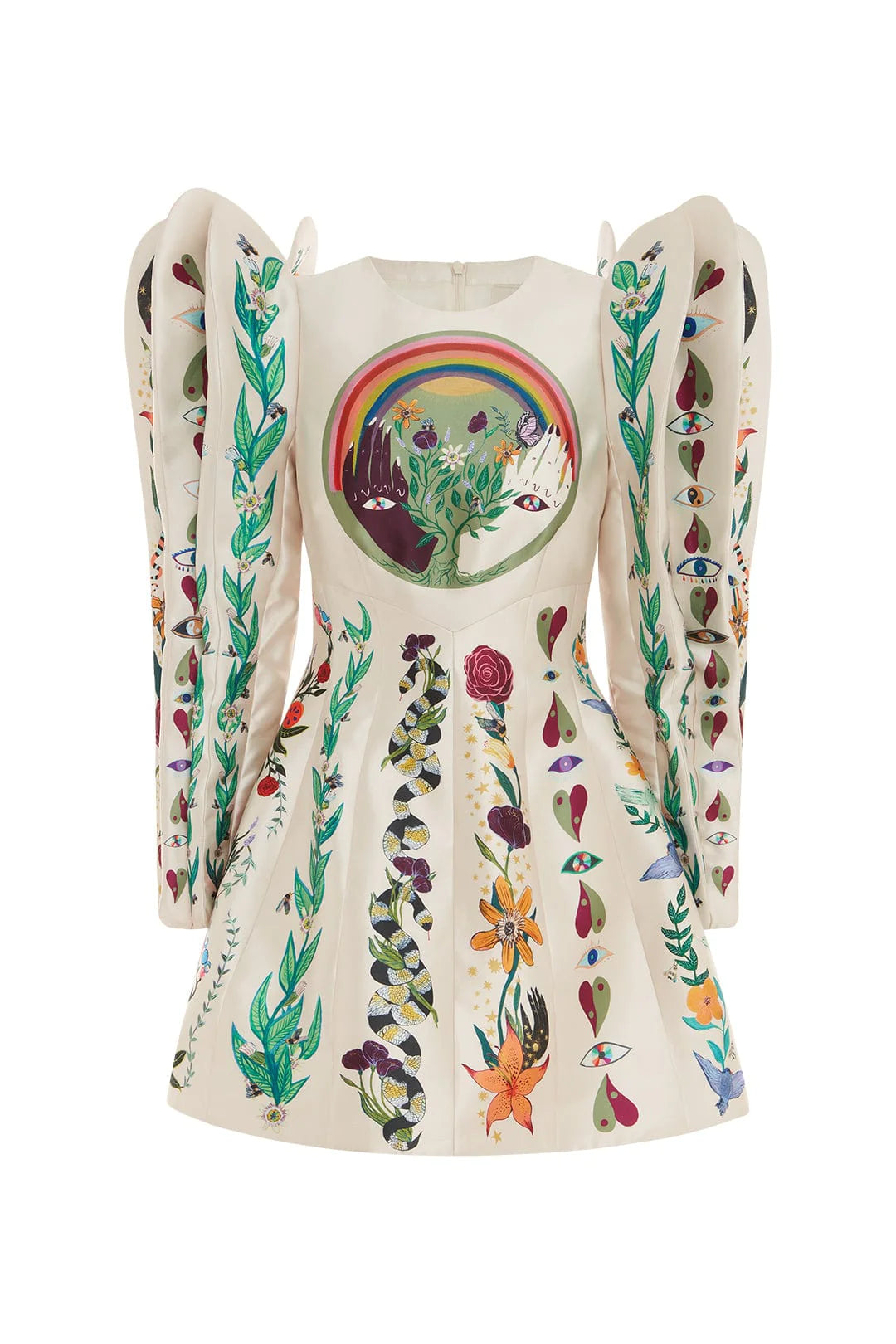Cosmic Petal Sleeve Mini Dress - Floral Print Party Dress for Women, Night Out, Date Night & Special Occasions