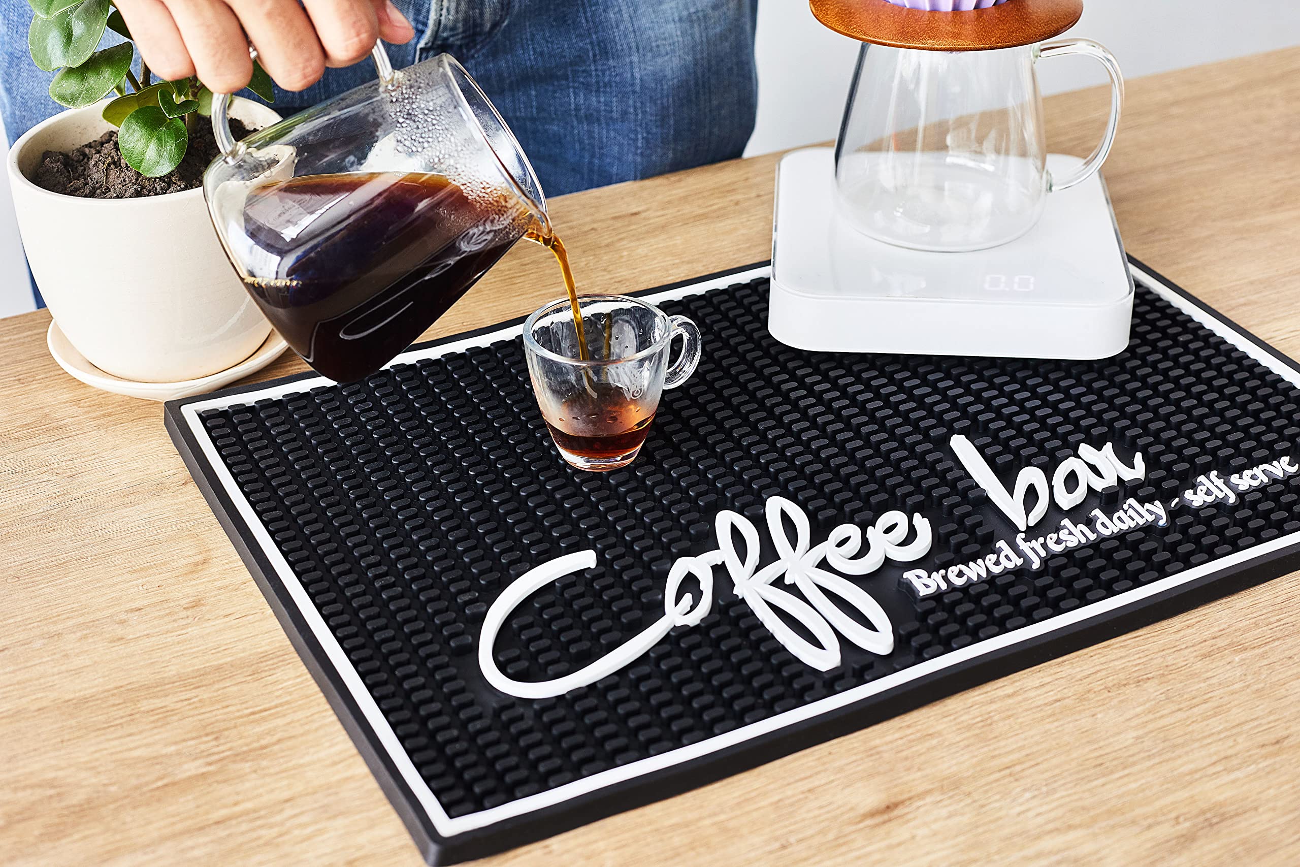 Premium Coffee Bar Mat for Countertop - Large 18x12 Non-Slip Kitchen Mat, Bar Accessories & Decor - Durable Coffee Station Sign - Perfect for Home Cafes, Coffee Shops & Kitchen Counter Protection