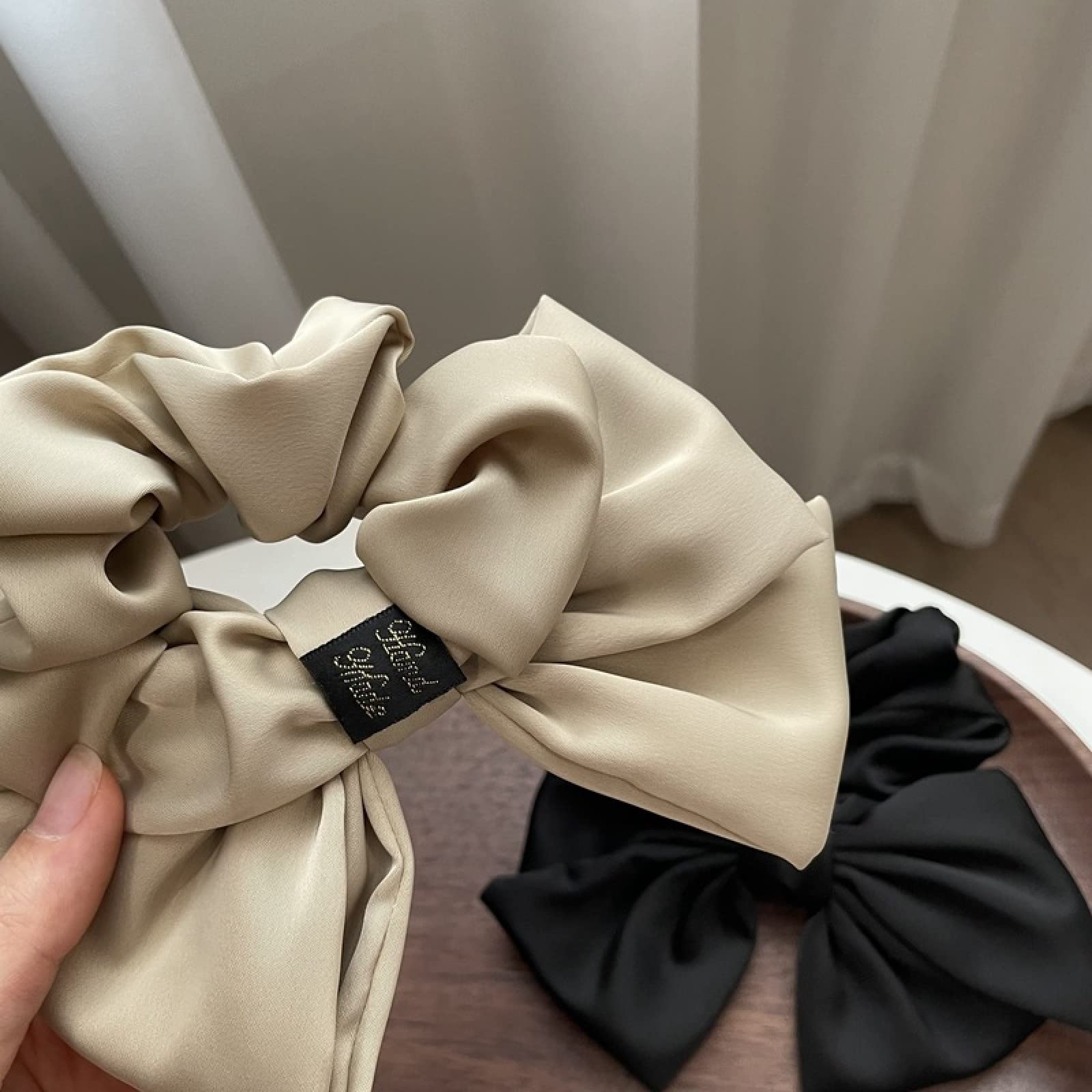 4Pcs Silk Scrunchies for Women - Retro Satin Bow Hair Ties, Gentle Hair Bands for Thick or Thin Hair | Perfect for Workouts, Office, Wedding & Everyday Use