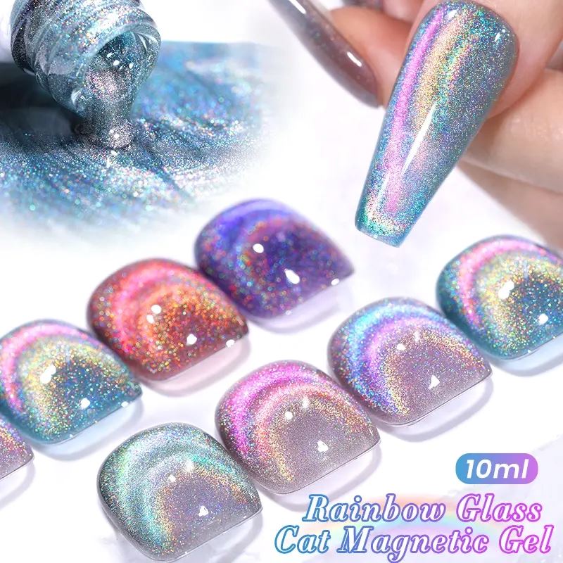 Rainbow Glass Cat Magnetic Gel Polish - Born Pretty Nail Art Kit for Stunning 3D Effects | Perfect for DIY Manicures, Nail Salons & Special Occasions