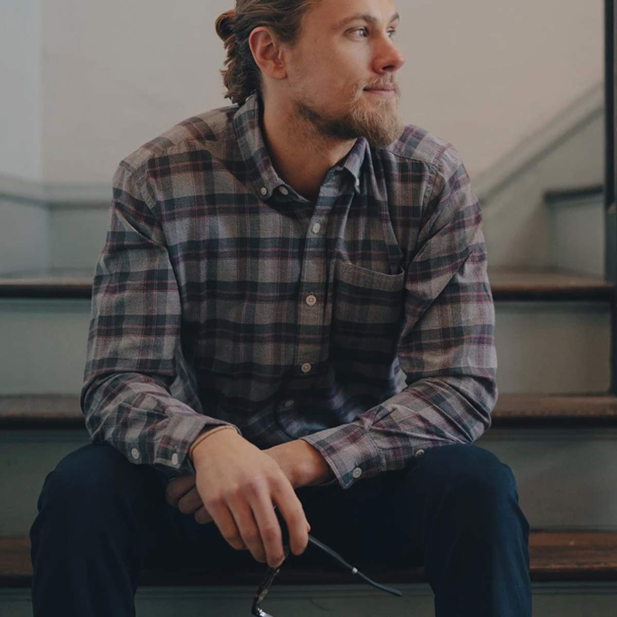 Jasper Yarn Plaid Button Down Shirt for Men - Stylish Casual Flannel Shirt with Button Front - Perfect for Office, Date Night & Fall Layering