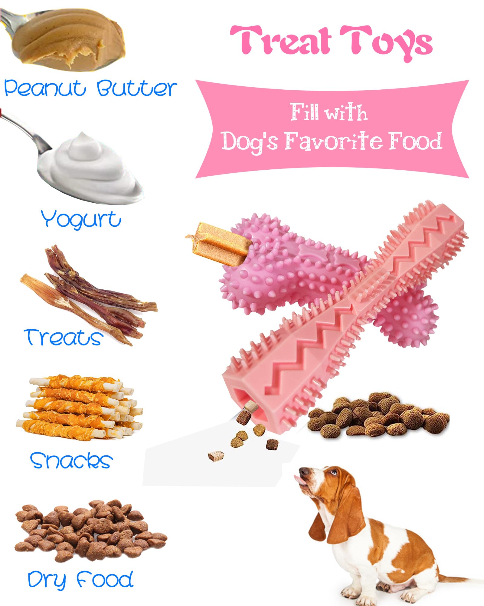 4 Pack Puppy Chew Toys for Small Dogs 2-8 Months - Soft Teething Toys for Puppies, Dental Cleaning Chew Toys, Durable Interactive Dog Toys for Boredom & Anxiety Relief - Perfect for Teething, Training & Playtime (Pink)