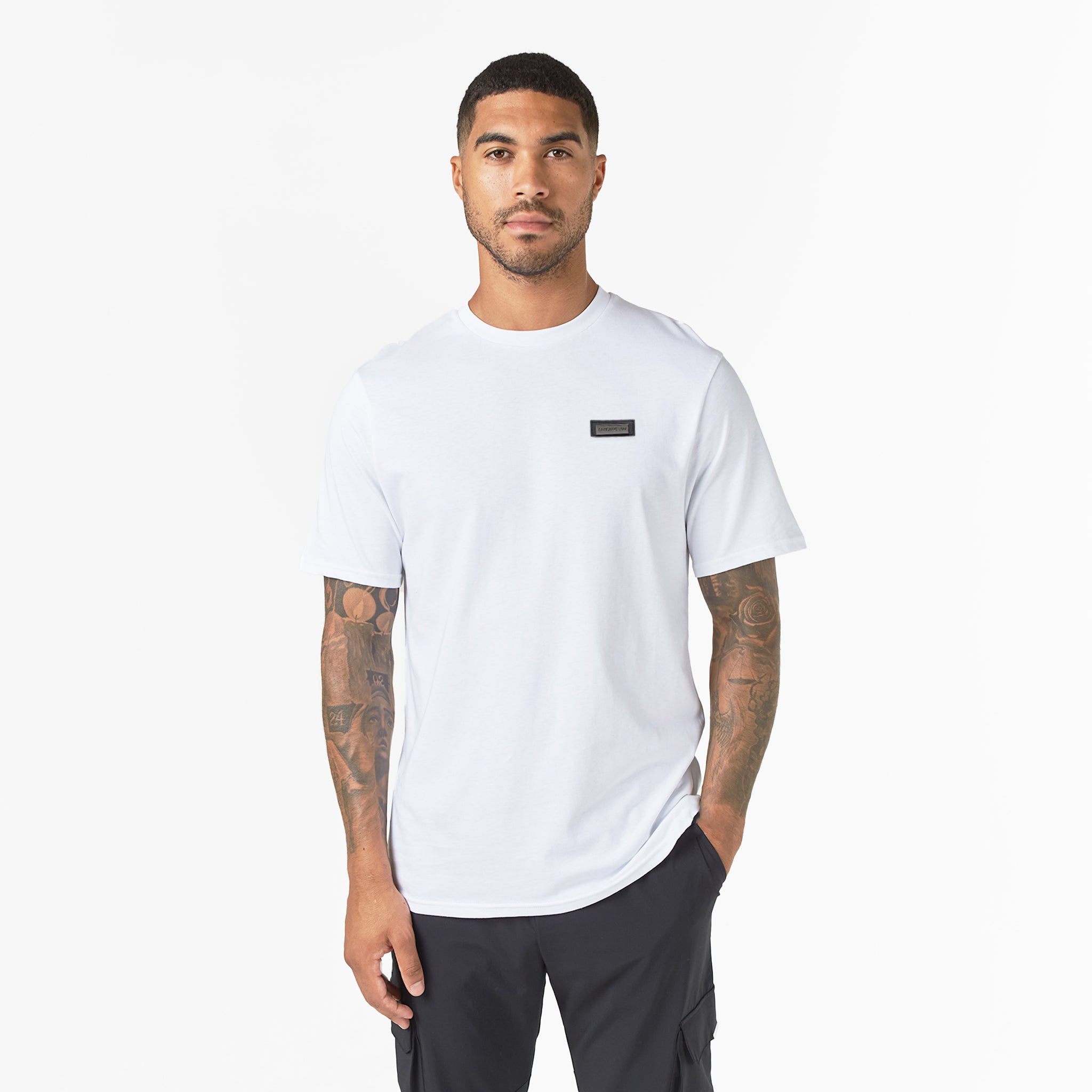Custom Badge T-Shirt for Men & Women | Premium White Cotton Tee for Work, Events & Casual Wear