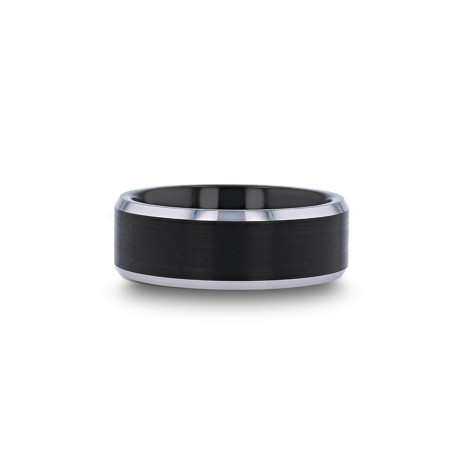 **Aston Men's Tungsten Wedding Ring - 8mm Comfort Fit Matte Black Brushed Band - Size 13.5 - Durable & Scratch-Resistant for Everyday Wear & Special Occasions**