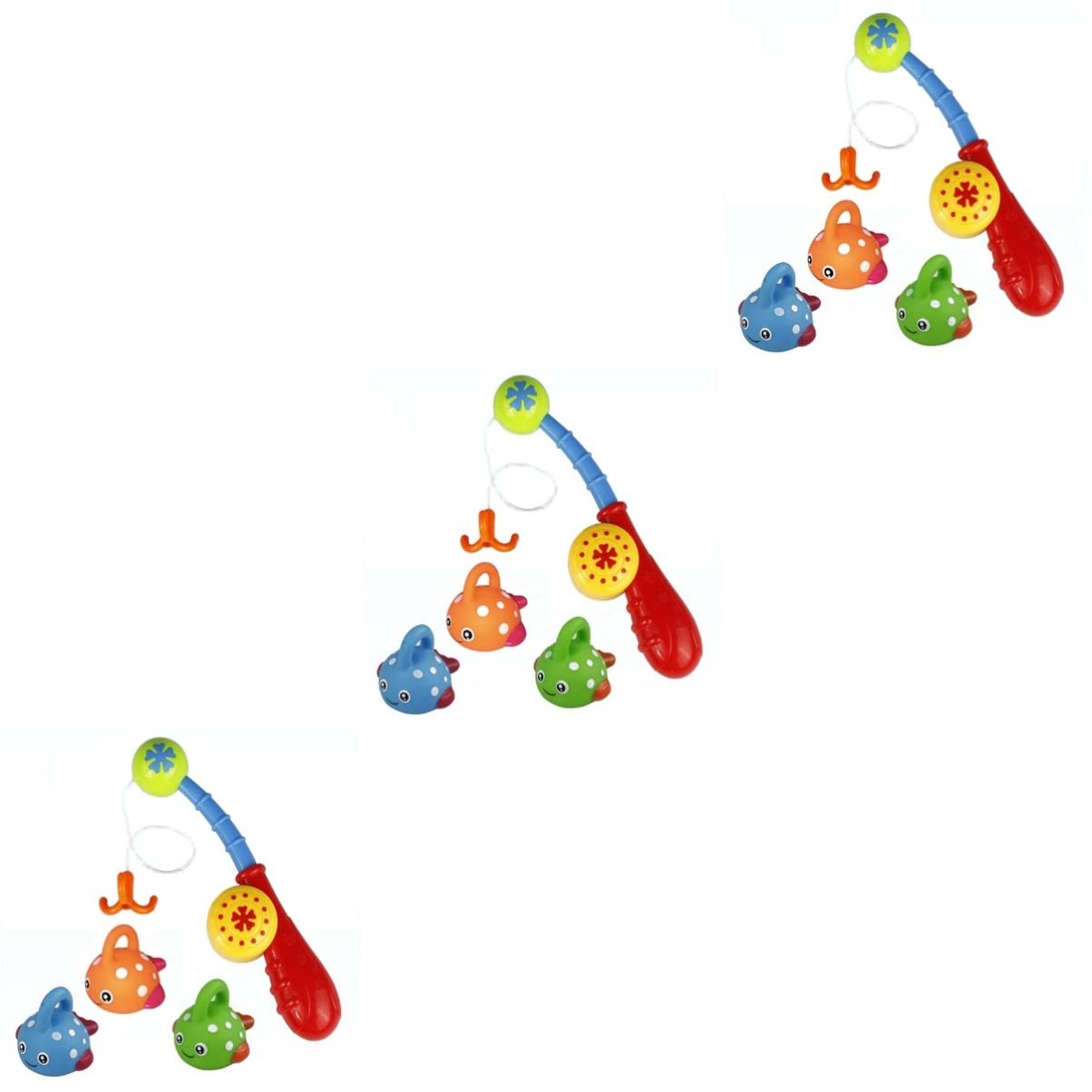 TOYANDONA 3 Pack Rubber Fish Fishing Rod Toy Set - Educational Bath Toys for Kids, Fun Outdoor & Indoor Water Play Activity - Perfect for Pool, Beach, Bathtime and Birthday Gifts