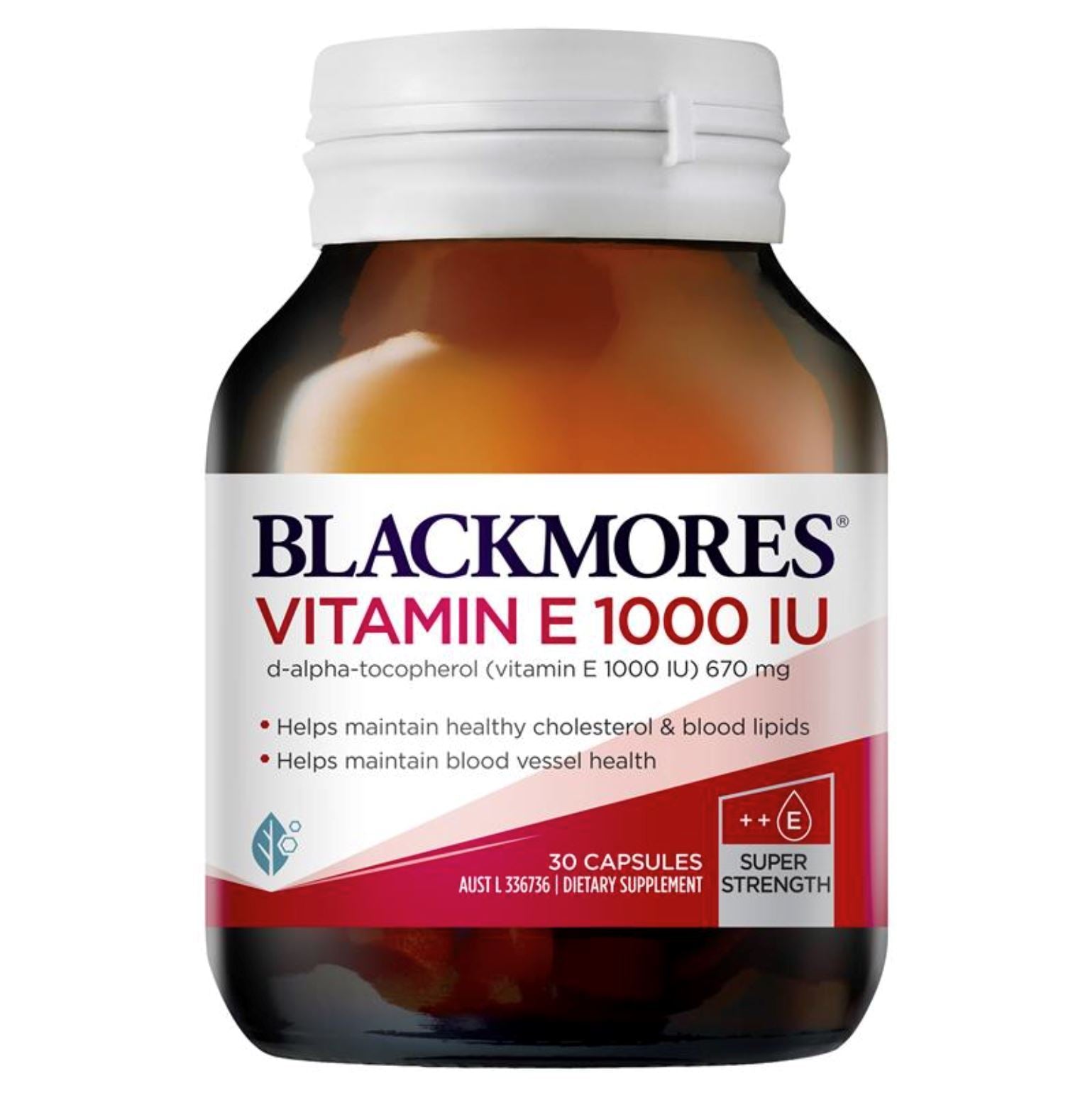 Blackmores Natural Vitamin E 1000IU Supplement - Supports Skin Health & Immune System - Perfect for Daily Wellness & Antioxidant Protection