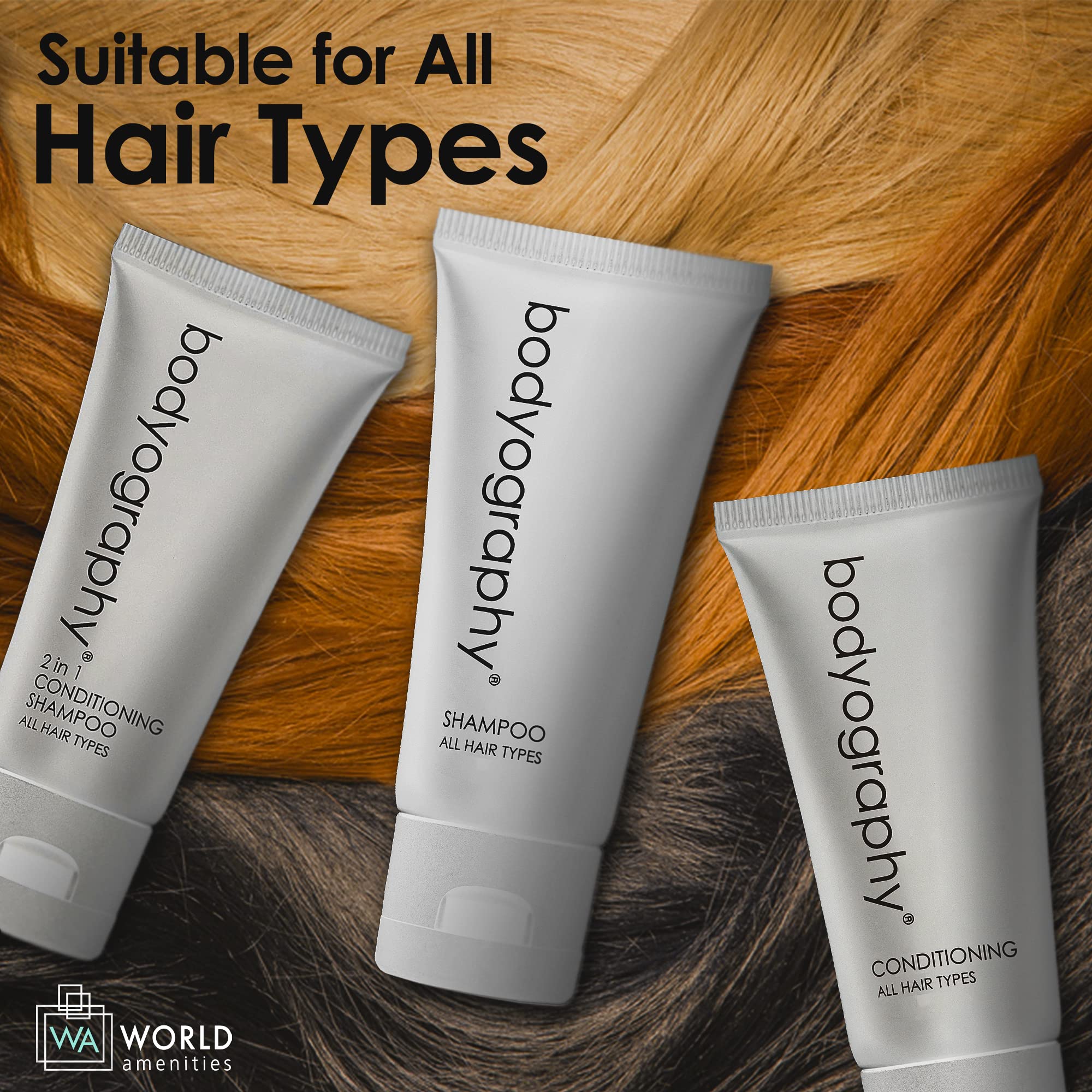 Bodyography Blanc Bulk Shampoo - 50 Count Travel Size (1.4oz Each) | Vanilla White Tea Scent | Eco-Friendly Recyclable Flip-Top Tubes | Perfect for Hotels, Gyms, Travel & Sample Kits