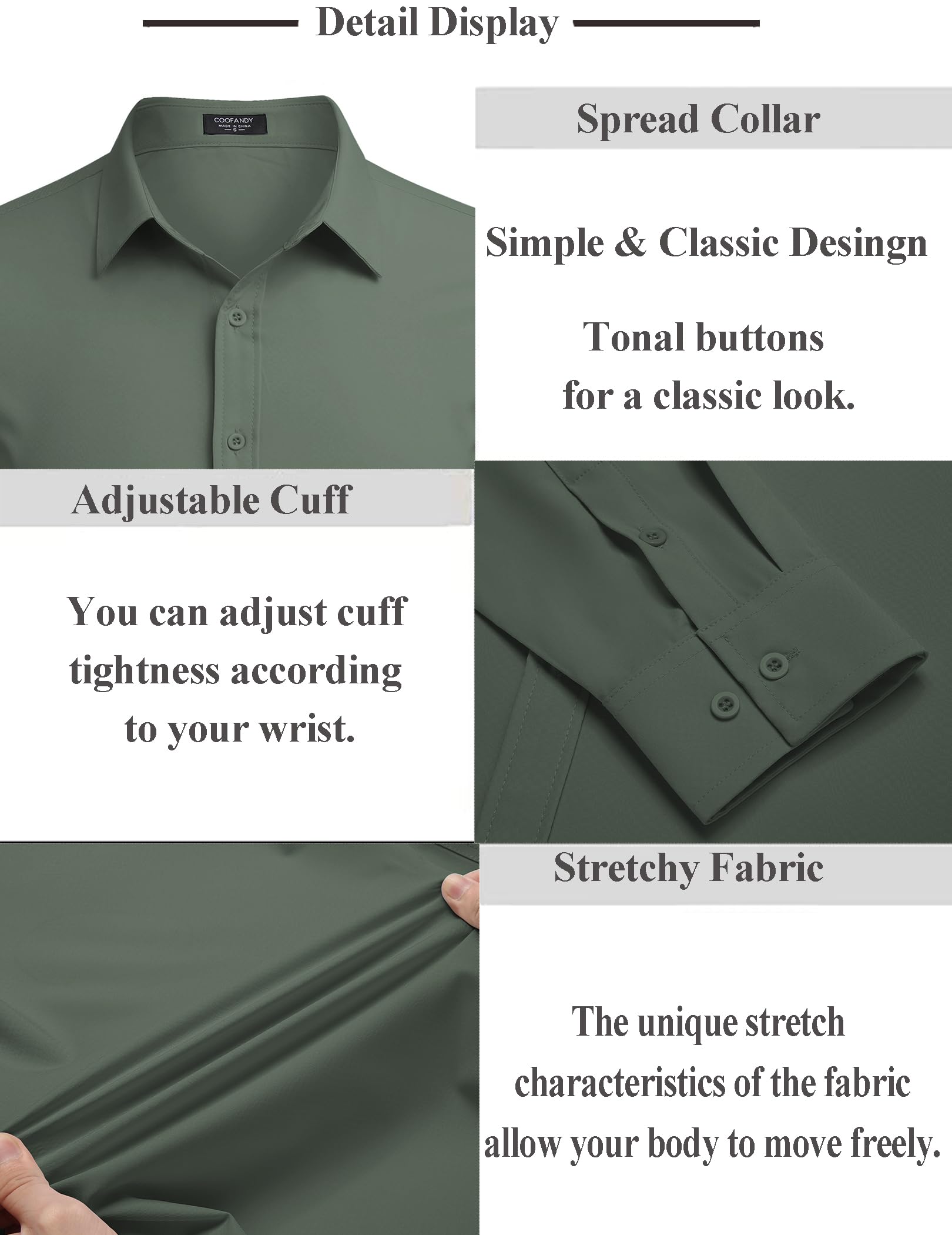 COOFANDY Men's Business Dress Shirts - Wrinkle Free Long Sleeve Button Down Shirt for Office & Formal Wear - Regular Fit Textured Casual Dress Shirt for Work, Interviews & Special Occasions