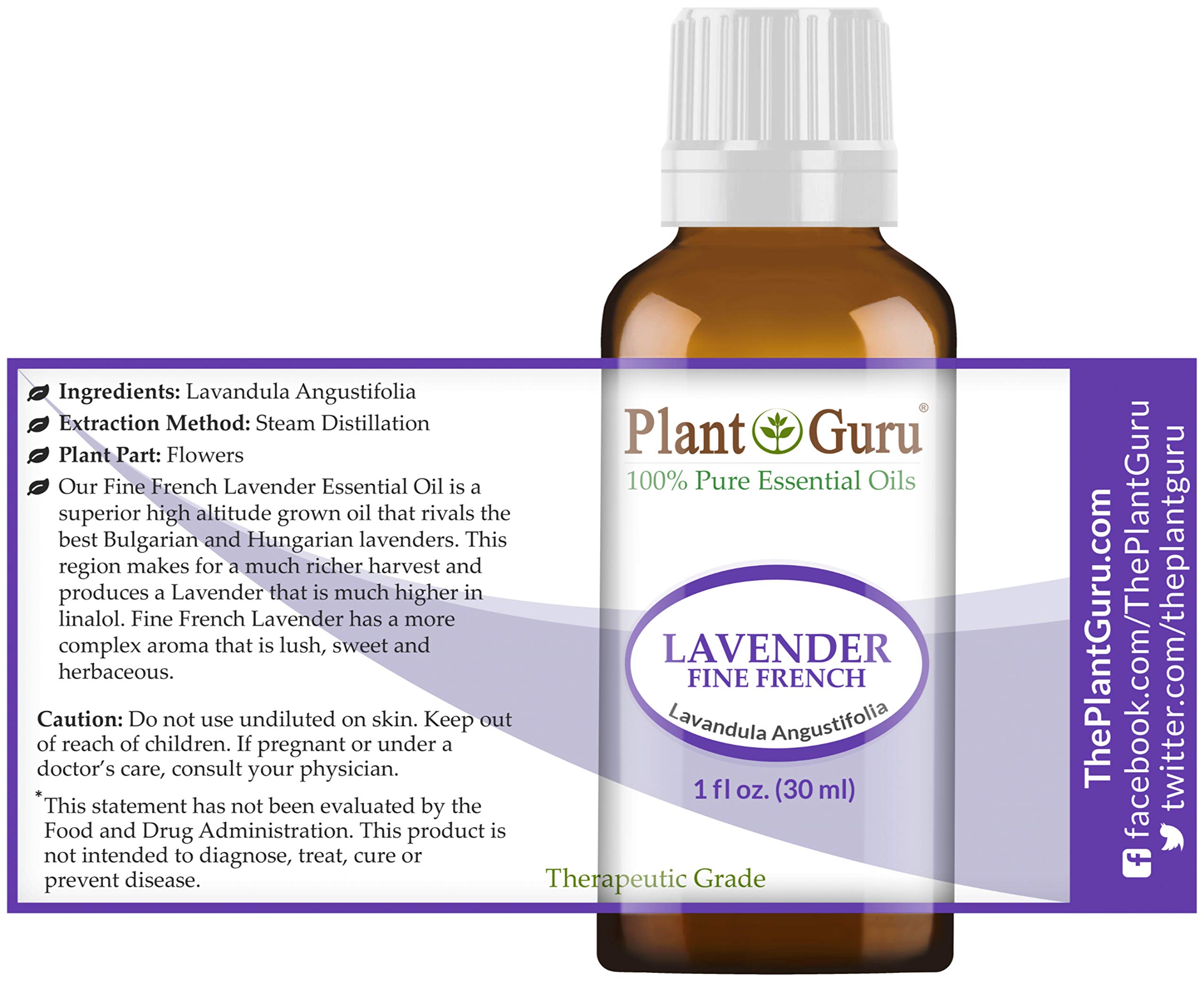 100% Pure French Lavender Essential Oil 30ml (1 oz) - Undiluted Therapeutic Grade for Skin, Hair & Aromatherapy | Relaxing Diffuser Oil for Stress Relief, Sleep & Spa Use