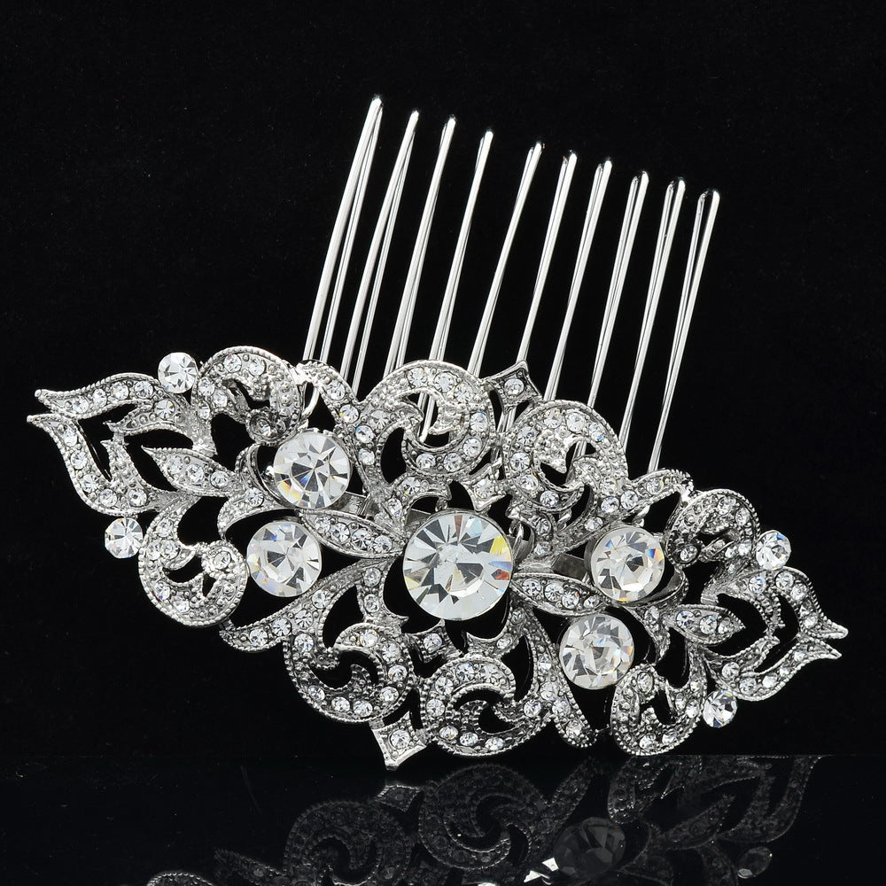 Rhinestone Crystal Hair Veil Comb - Vintage Bridal Hairpins for Wedding, Prom & Special Occasions - CO1454R