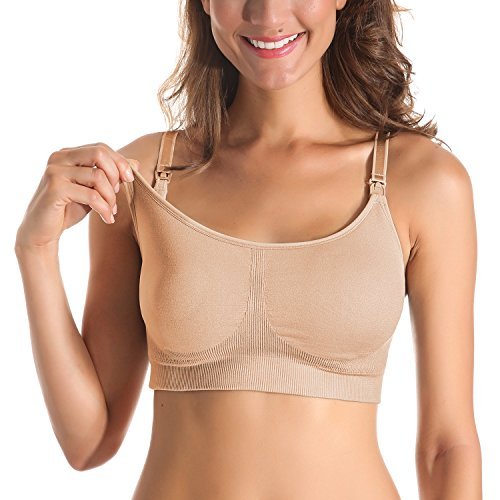 Gratlin Women's Racerback Support Seamless Maternity Nursing Bra - Comfortable & Breathable for Pregnancy & Breastfeeding - Perfect for Daily Wear, Yoga & Sleep