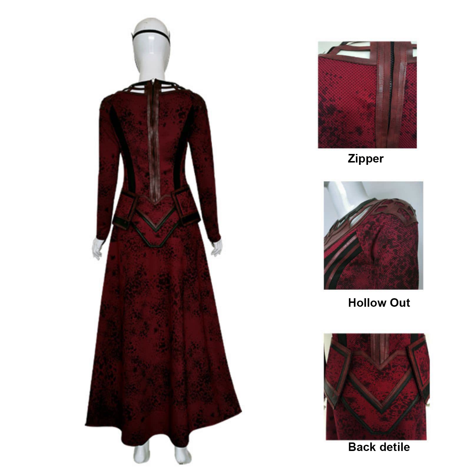 Scarlet Witch Cosplay Costume for Women - Wanda Maximoff Halloween Outfit with Red Cloak & Headpiece (Large Size) | Perfect for Comic Con, Halloween Parties & Marvel Themed Events