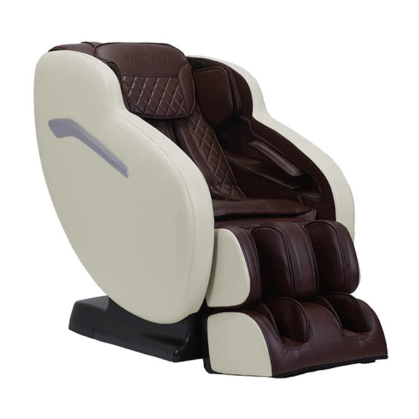 Aura Massage Chair in Cream and Brown - Full Body Recliner with Heat Therapy for Home & Office Relaxation