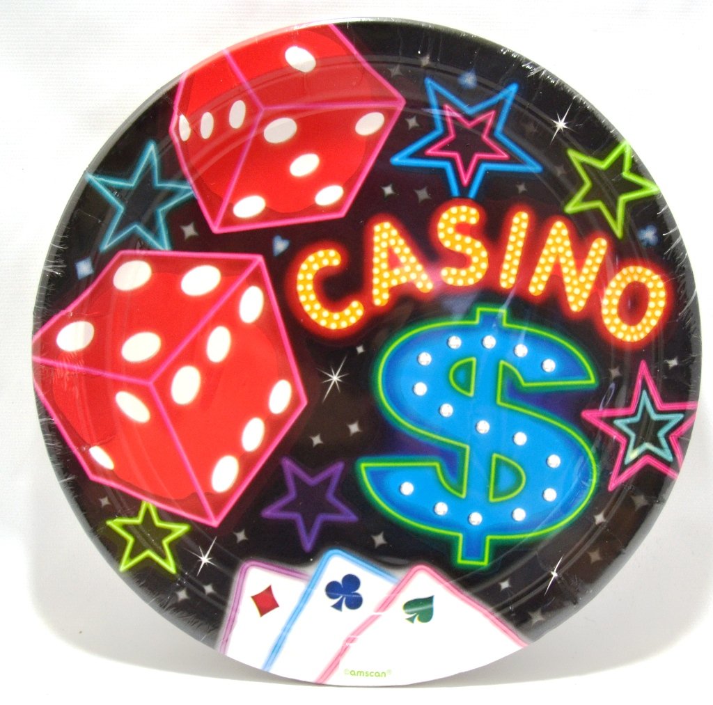Premium Casino-Themed Dinner Plates Set of 8 - Elegant Gambling Design for Themed Parties, Casino Nights, and Special Events