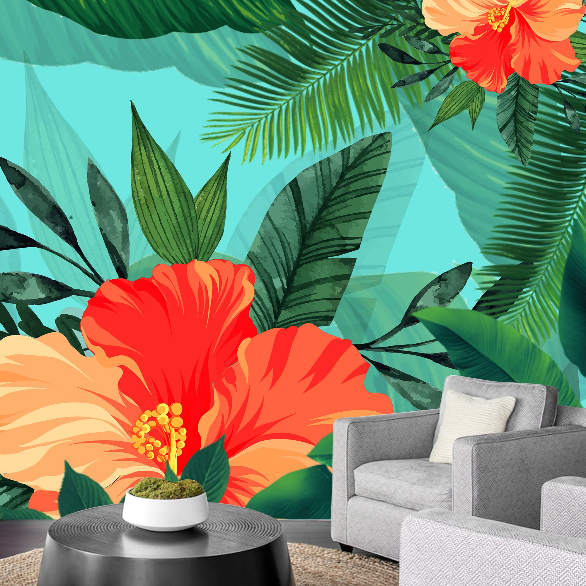 Green Plants & Animals Removable Wallpaper - Peel and Stick Wall Mural for Bedroom Decor (66x96 inches) | Perfect for Nursery, Kids Room & Home Office