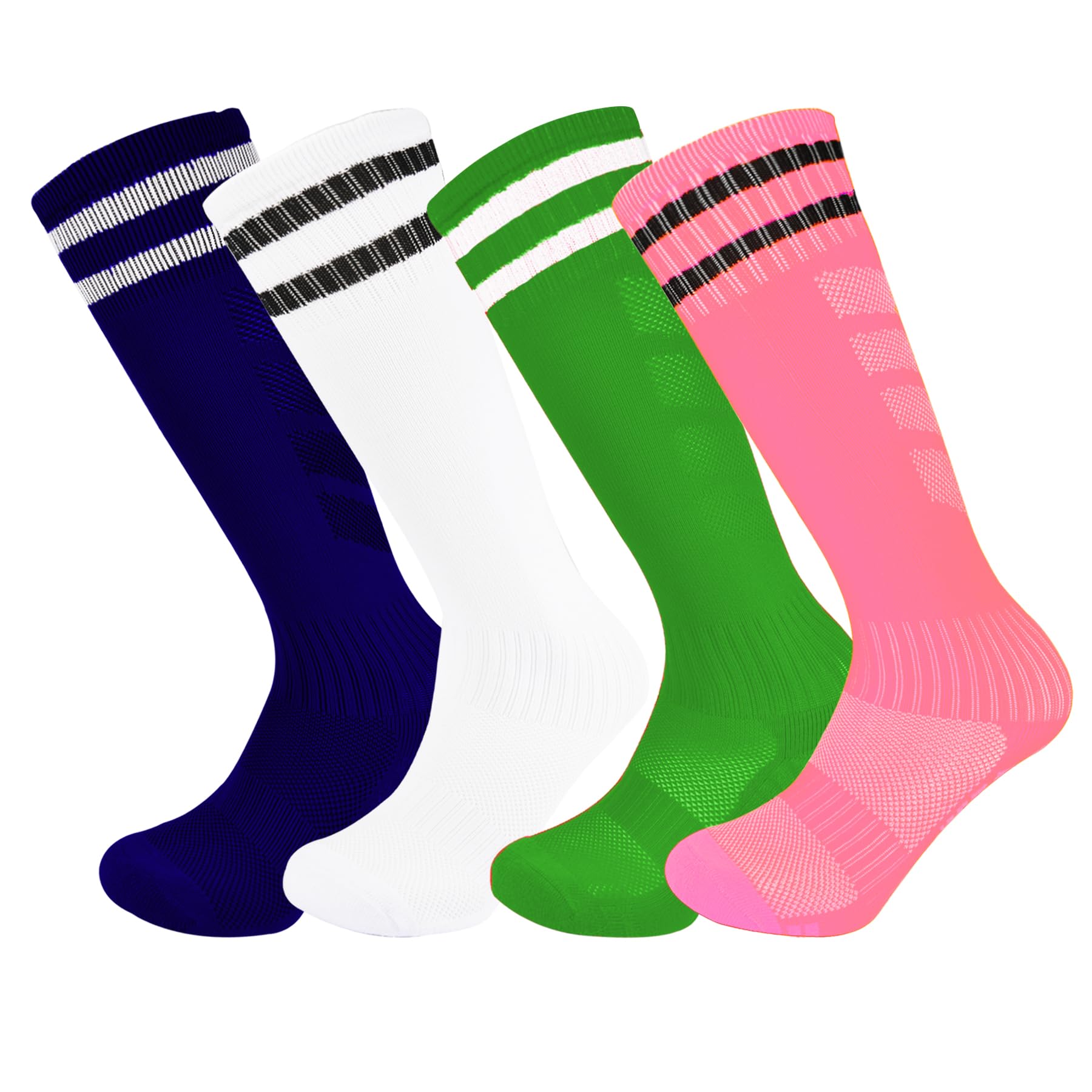 Marchare Boys Soccer Socks - Knee High Athletic Socks for Toddlers & Kids - Breathable Football Socks with Striped Design - Perfect for Soccer Practice, Games & Sports Activities