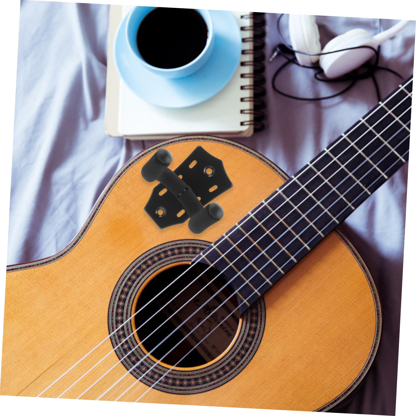 VICASKY Black Alloy Guitar Wall Hanger - Heavy Duty Ukulele & Instrument Holder with Keychain Hook, Wall Mount Clothes Rack for Bedroom, Studio, Music Room Organization