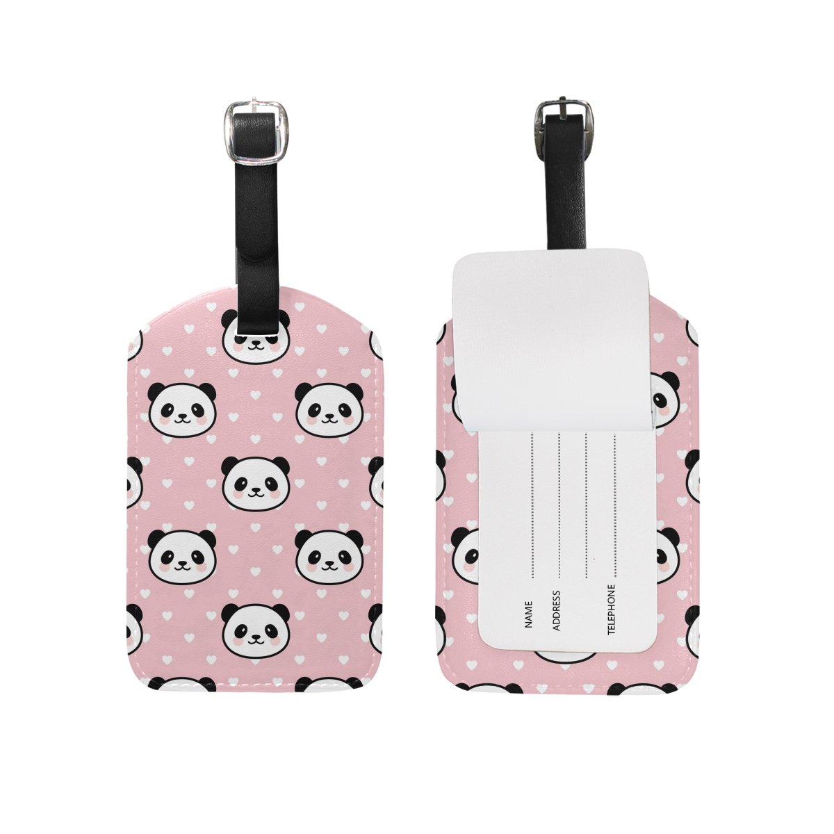 U LIFE Cute Panda Love Heart Luggage Tags - Durable Travel Baggage ID Tags for Suitcases, Backpacks & Carry-Ons - Perfect for Airports, Vacations & Business Trips