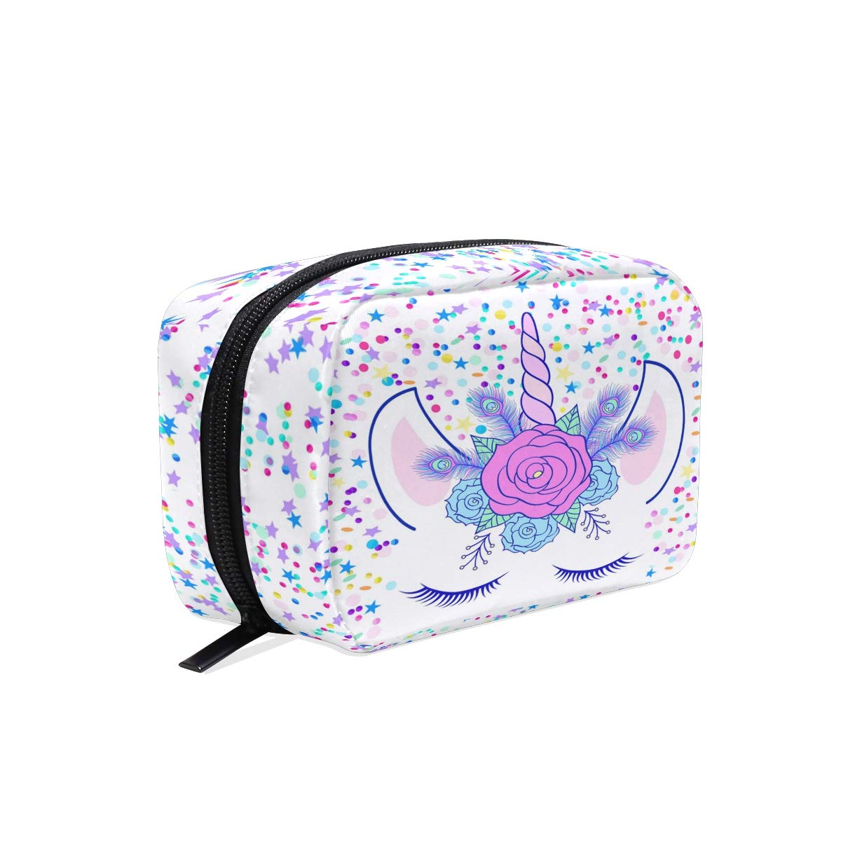 Unicorn Floral Star Mini Makeup Bag - Small Cosmetic Organizer with Zipper for Travel, Teens & Women | Perfect for Toiletries, Beauty Essentials & Daily Use