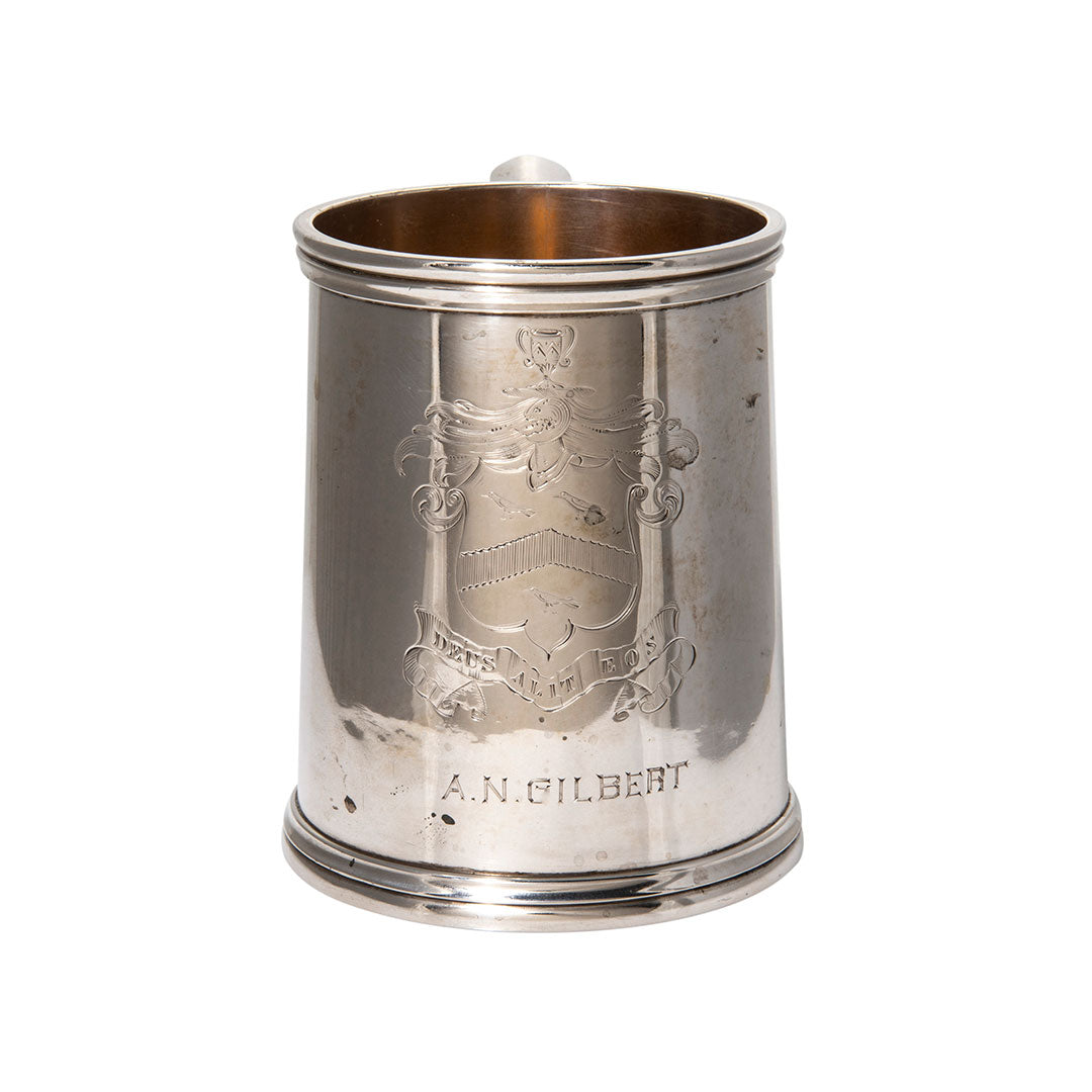 Antique N. Harding & Co. Sterling Silver Tankard Mug - Engraved Estate Collection - Perfect for Beer, Ale & Collectible Display
