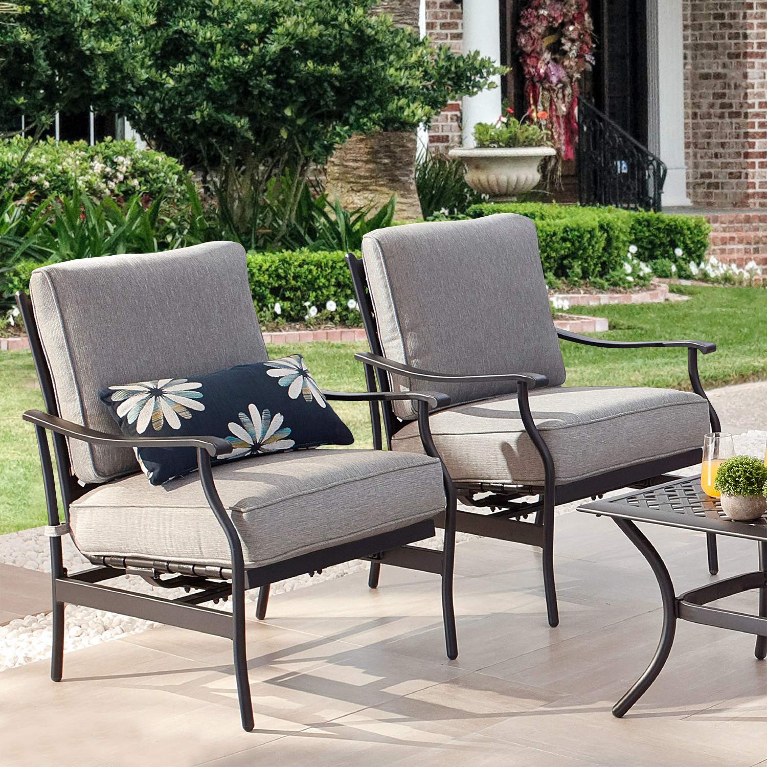 PatioFestival 6-Piece Outdoor Conversation Set with Cushions - All-Weather Galvanized Steel Frame, Grey Metal Patio Furniture for Backyard, Garden & Poolside Relaxation
