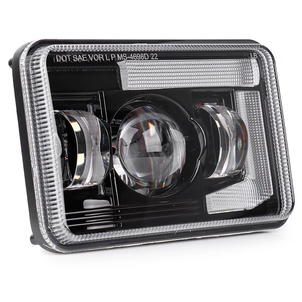 4x6 Inch DOT Certified Sealed Beam LED Headlights with DRL - Compatible with Peterbilt, Kenworth, Freightliner, Ford, Chevrolet Trucks - High Brightness for Night Driving & Foggy Conditions