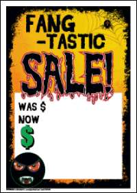 100-Pack Halloween Sale Tags - Fang-tastic Discount Labels for Retail Stores, Parties & Spooky Decorations