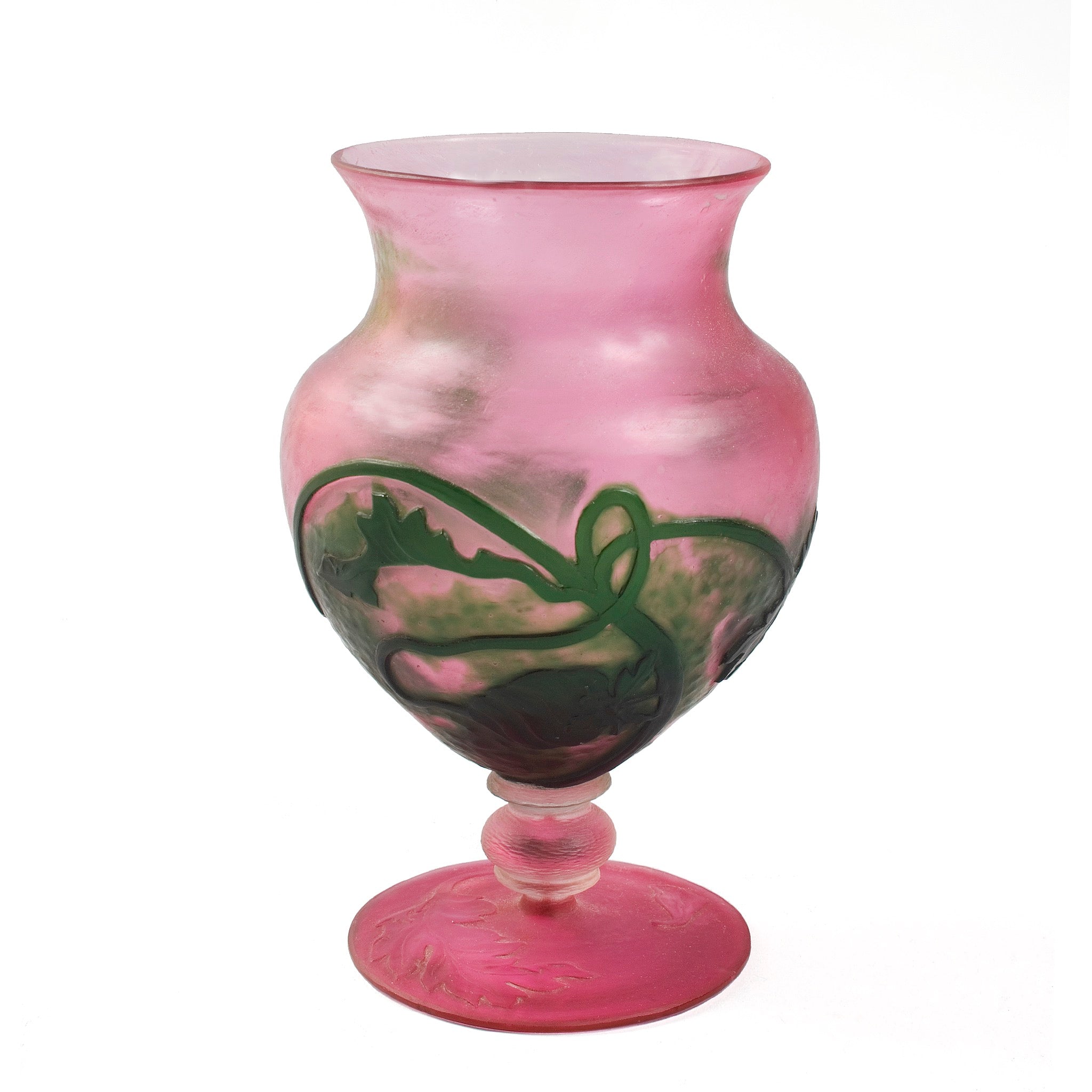 Daum Nancy Wheel Carved Floral Cameo Glass Vase - Antique French Art Nouveau Collectible - Perfect for Home Decor, Wedding Centerpieces & Luxury Gift Giving