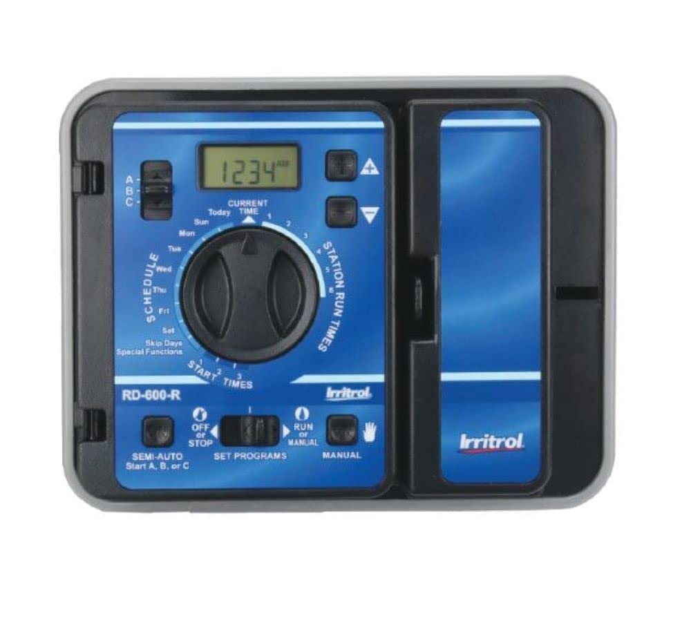Irritrol Rain Dial RD600-INT-R 6 Station Indoor Irrigation Controller - Smart Watering System for Home Gardens & Lawns | Perfect for Residential Landscaping & Plant Care