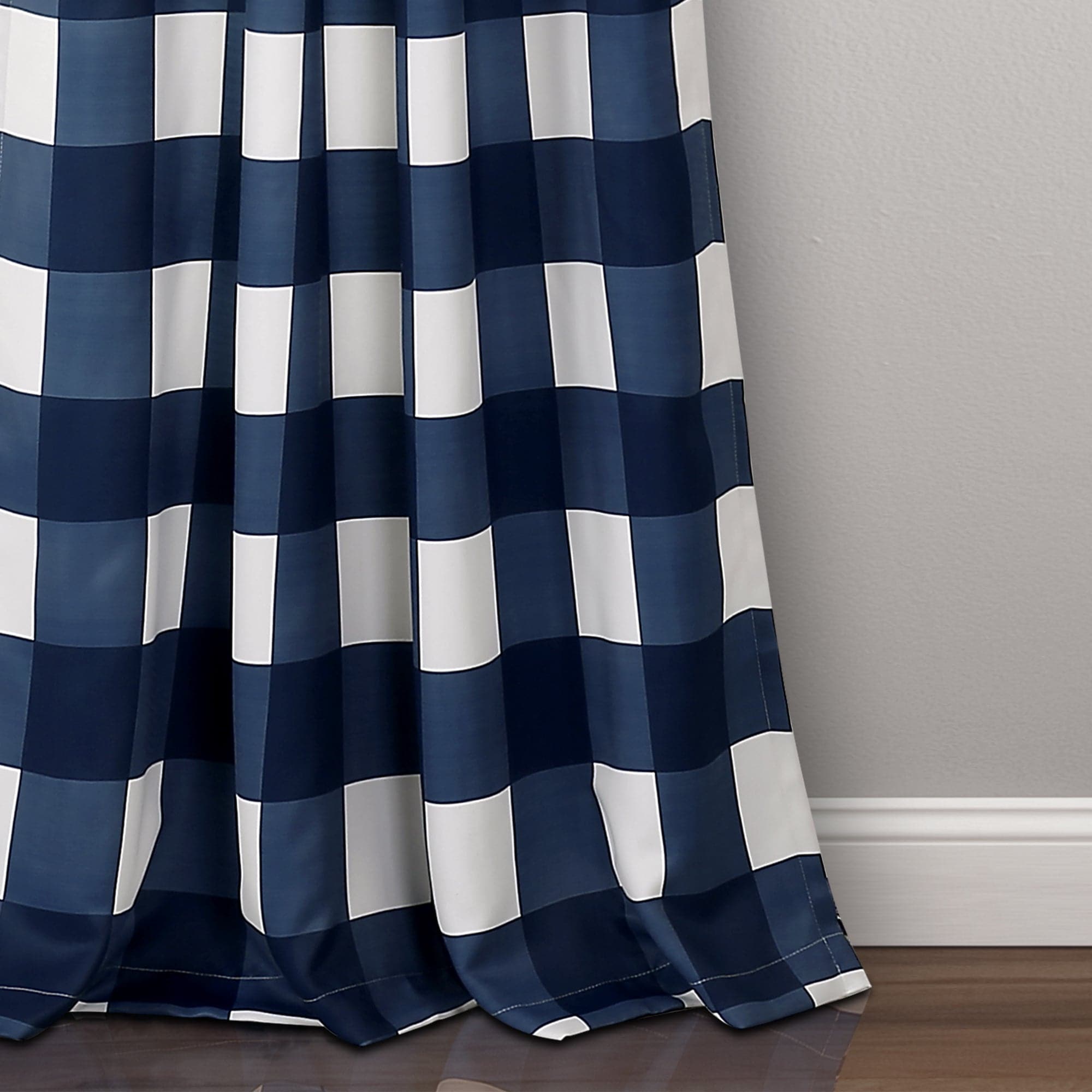 Kelly Checker Light Filtering Window Curtain Panel Set - Blackout Sheer Drapes for Living Room, Bedroom & Office - Soft Textured Fabric with Modern Checkerboard Design