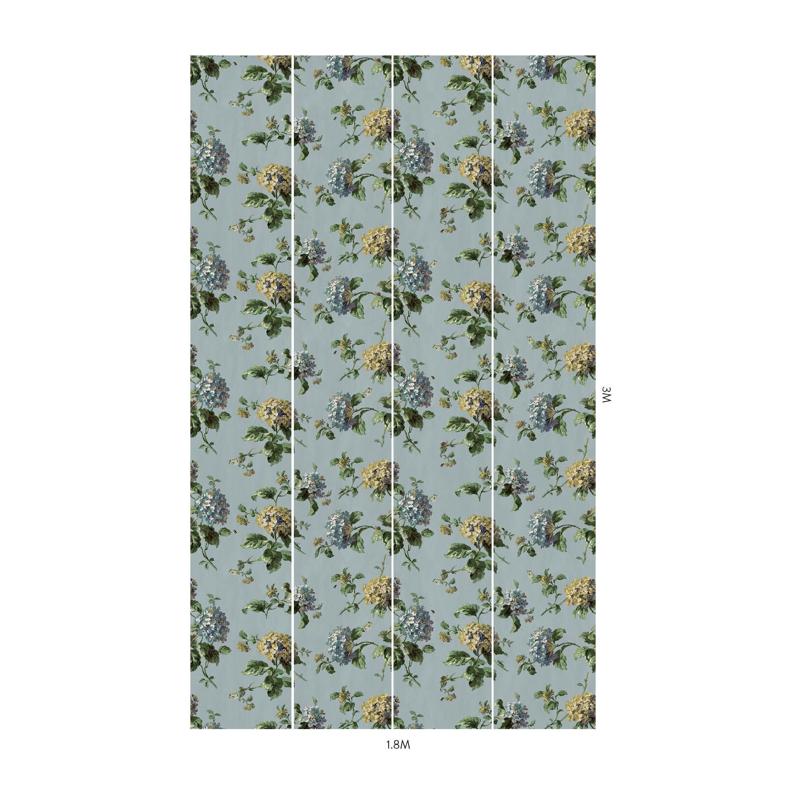 HORTENSIA Wallpaper - Sky Blue Floral Design for Home Decor | Perfect for Living Room, Bedroom & Nursery