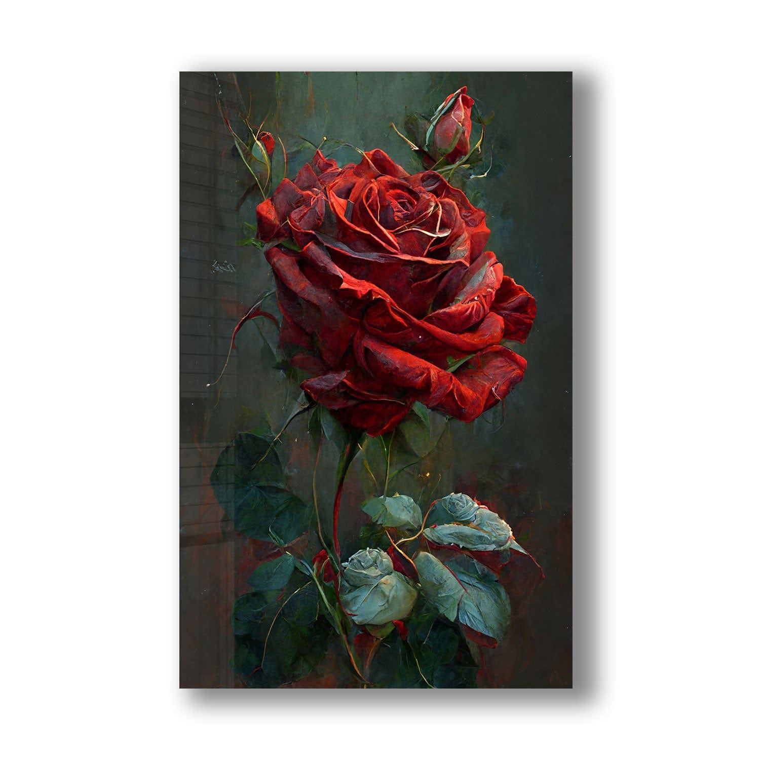 Vintage Rose Tempered Glass Wall Art - Elegant Home Decor for Living Room, Bedroom & Office - Perfect for Gifts & Interior Design