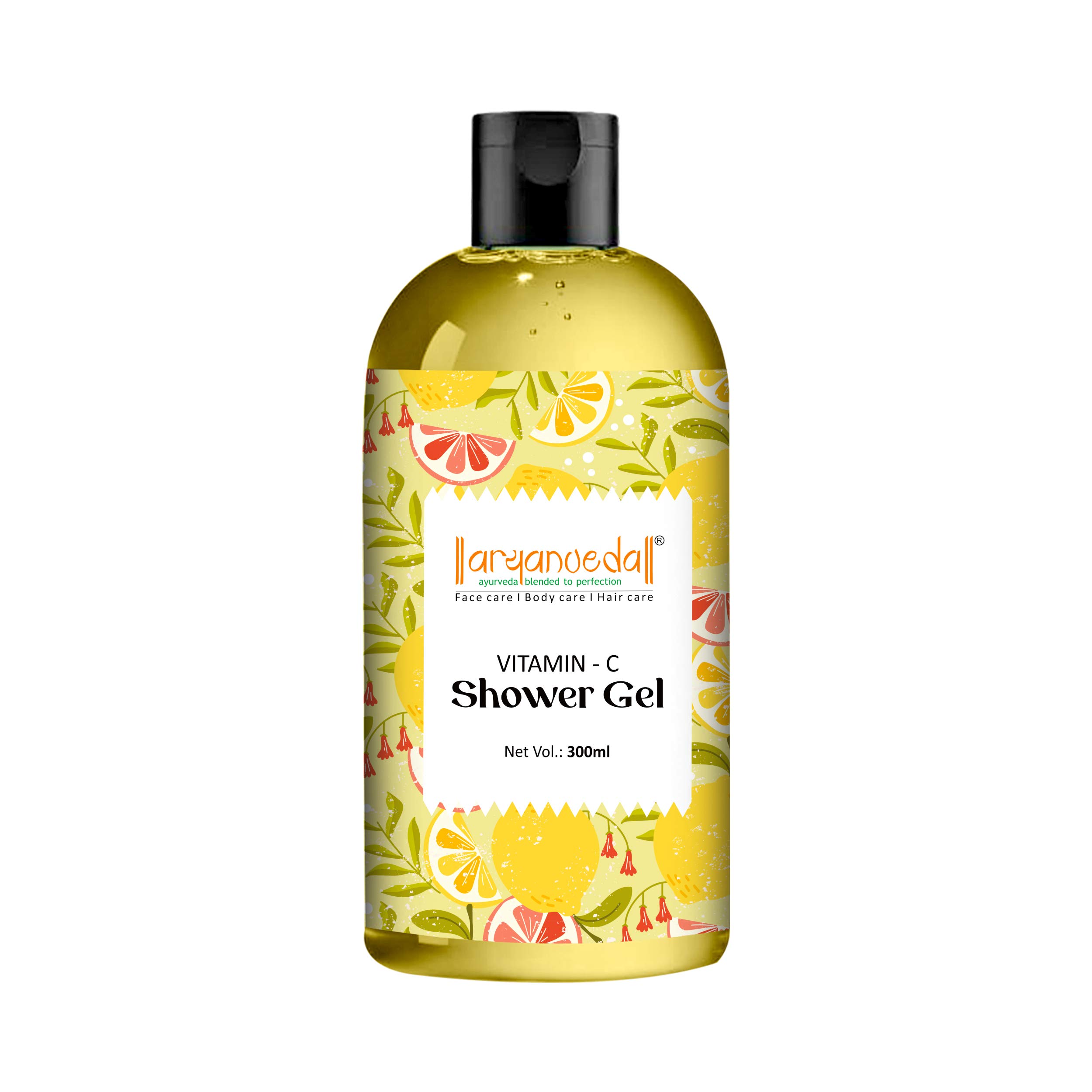 Aryanveda Vitamin C Shower Gel for Glowing Skin - 300ml | Hydrating & Brightening Body Wash for Daily Use, Morning & Night Routine