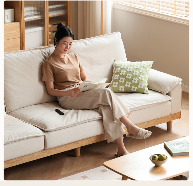Solid Oak Wood Straight Sofa - Modern & Durable Hardwood Sofa for Living Room, Office, or Lounge - Perfect for Home Decor and Comfortable Seating